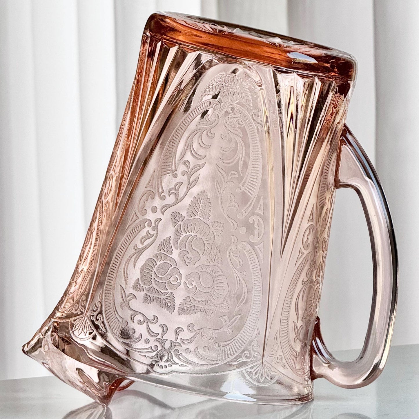 Vintage Hazel Atlas Pink Royal Lace Pitcher (circa 1934 - 1941)