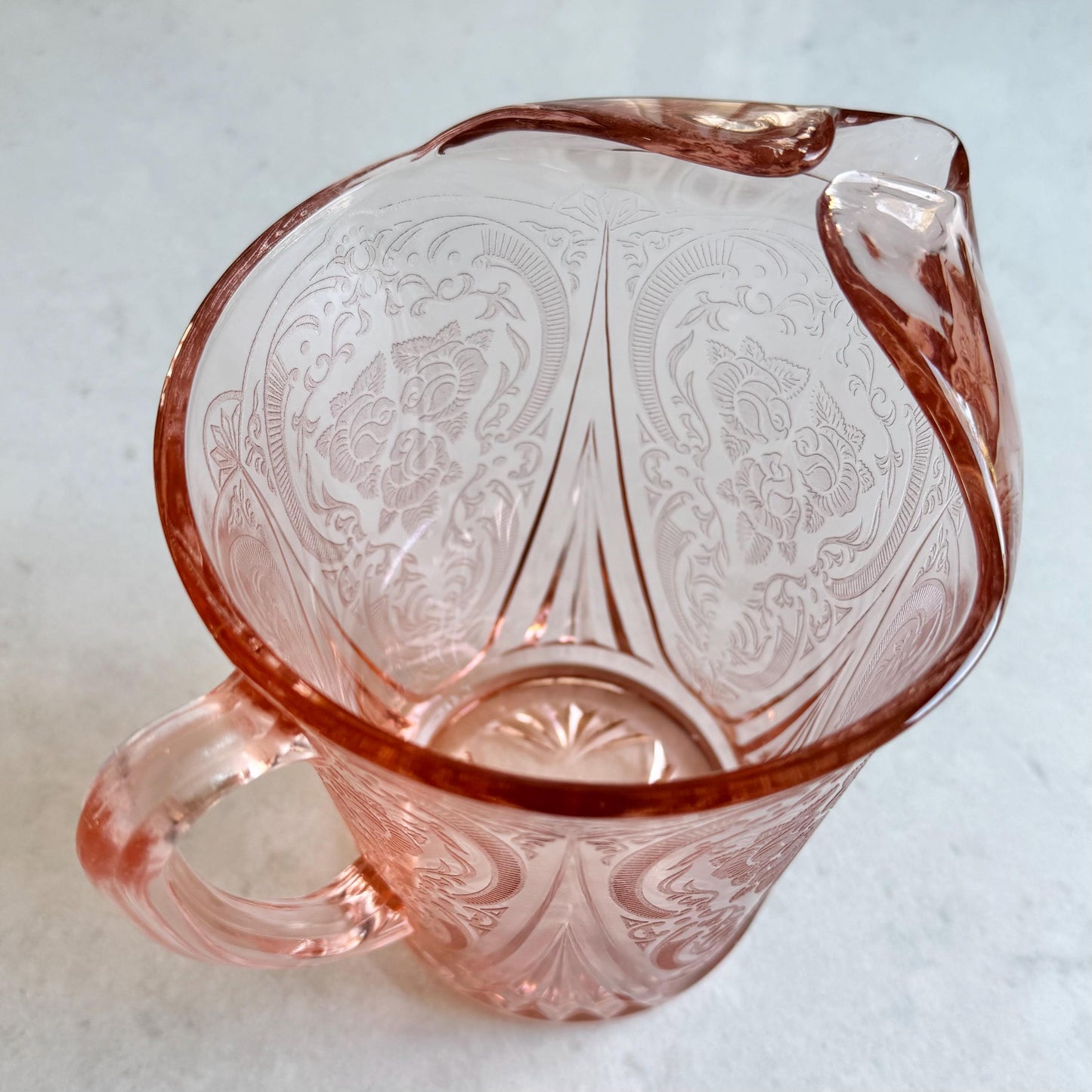 Vintage Hazel Atlas Pink Royal Lace Pitcher (circa 1934 - 1941)