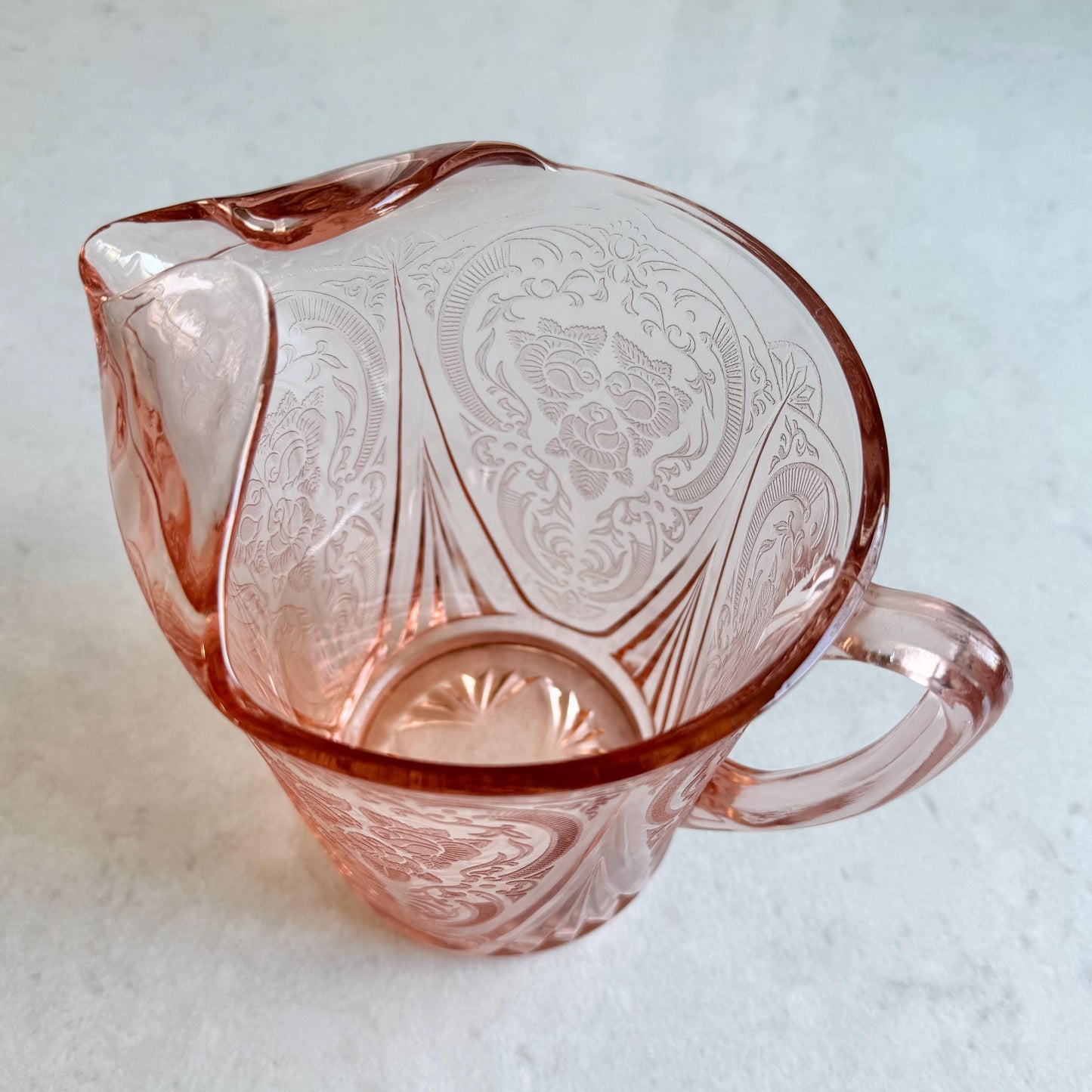 Vintage Hazel Atlas Pink Royal Lace Pitcher (circa 1934 - 1941)