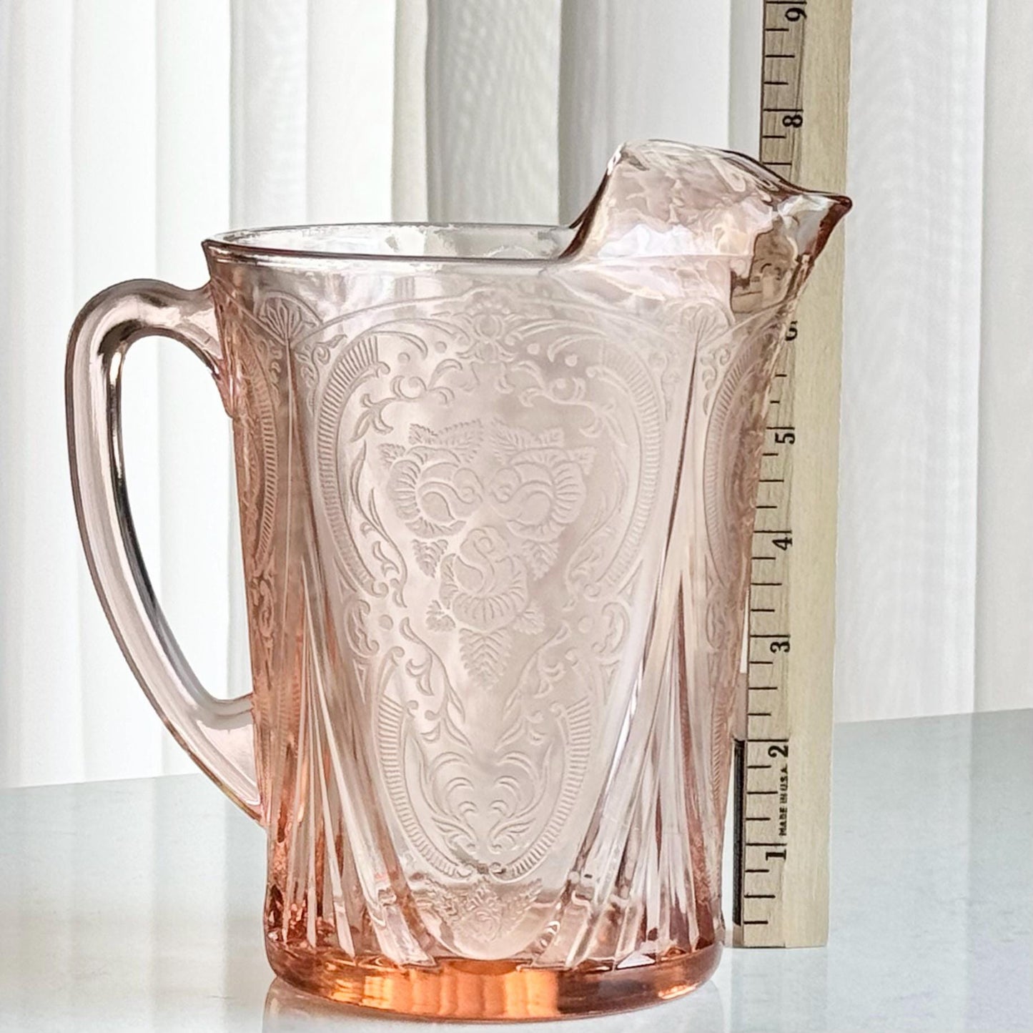 Vintage Hazel Atlas Pink Royal Lace Pitcher (circa 1934 - 1941)