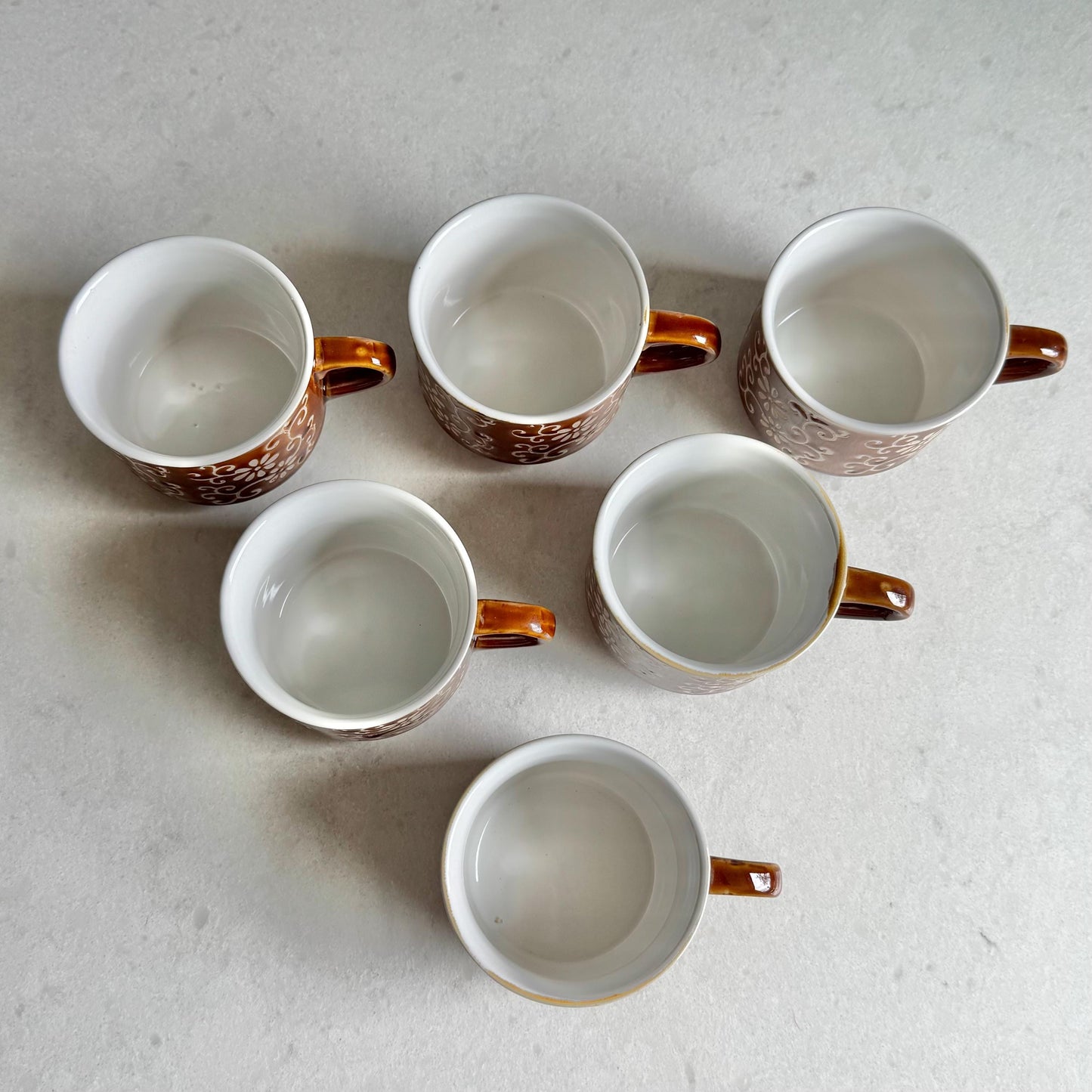Vintage Retro Cup and Saucer Set with Caddy