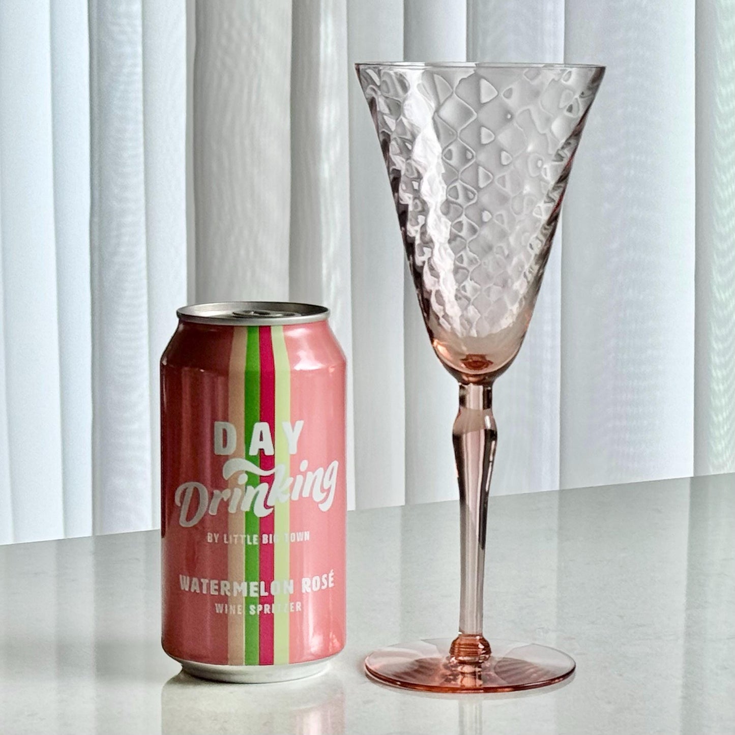 Vintage Pink Diamond Optic Glasses - Set of 6