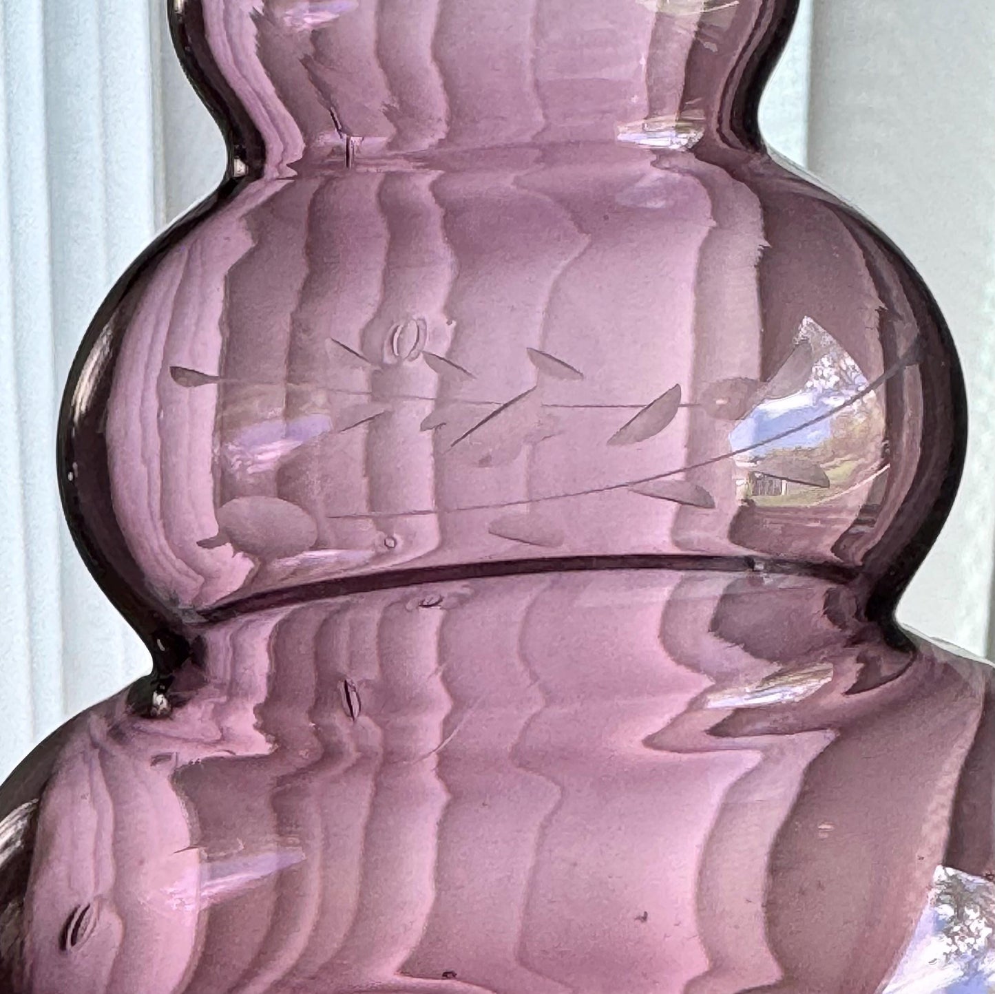 Vintage Amethyst Purple Decanter Set with Two Glasses