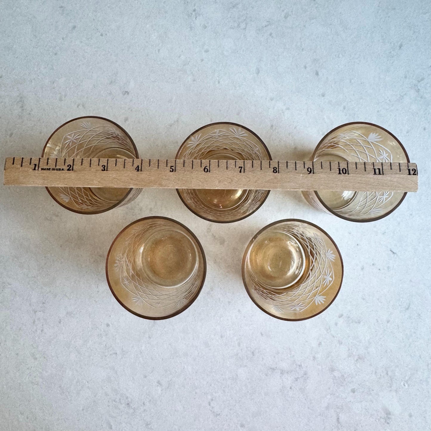 Vintage Cut to Clear Iridescent Gold Candle Holders - Set of 5