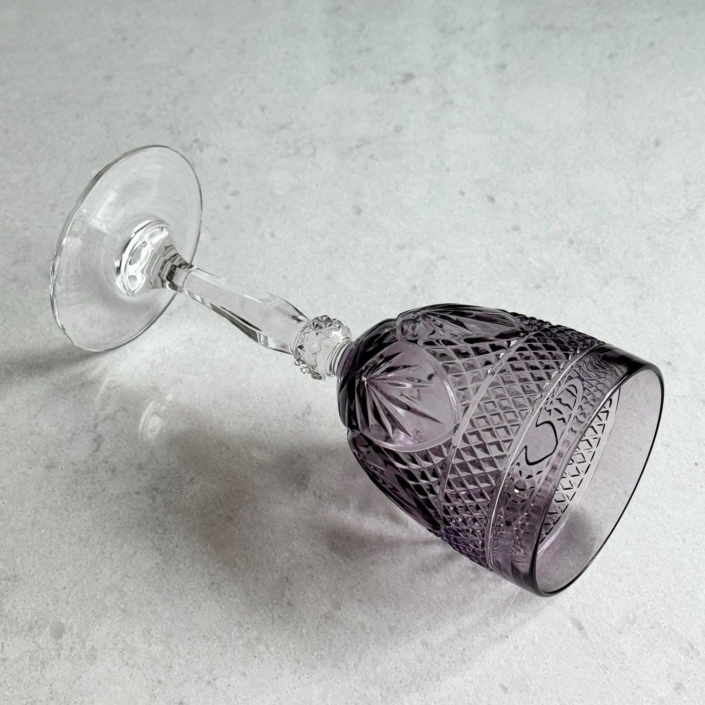 Vintage Cristal D’Arques-Durand Antique Pattern Amethyst Purple Glasses - Set of 7