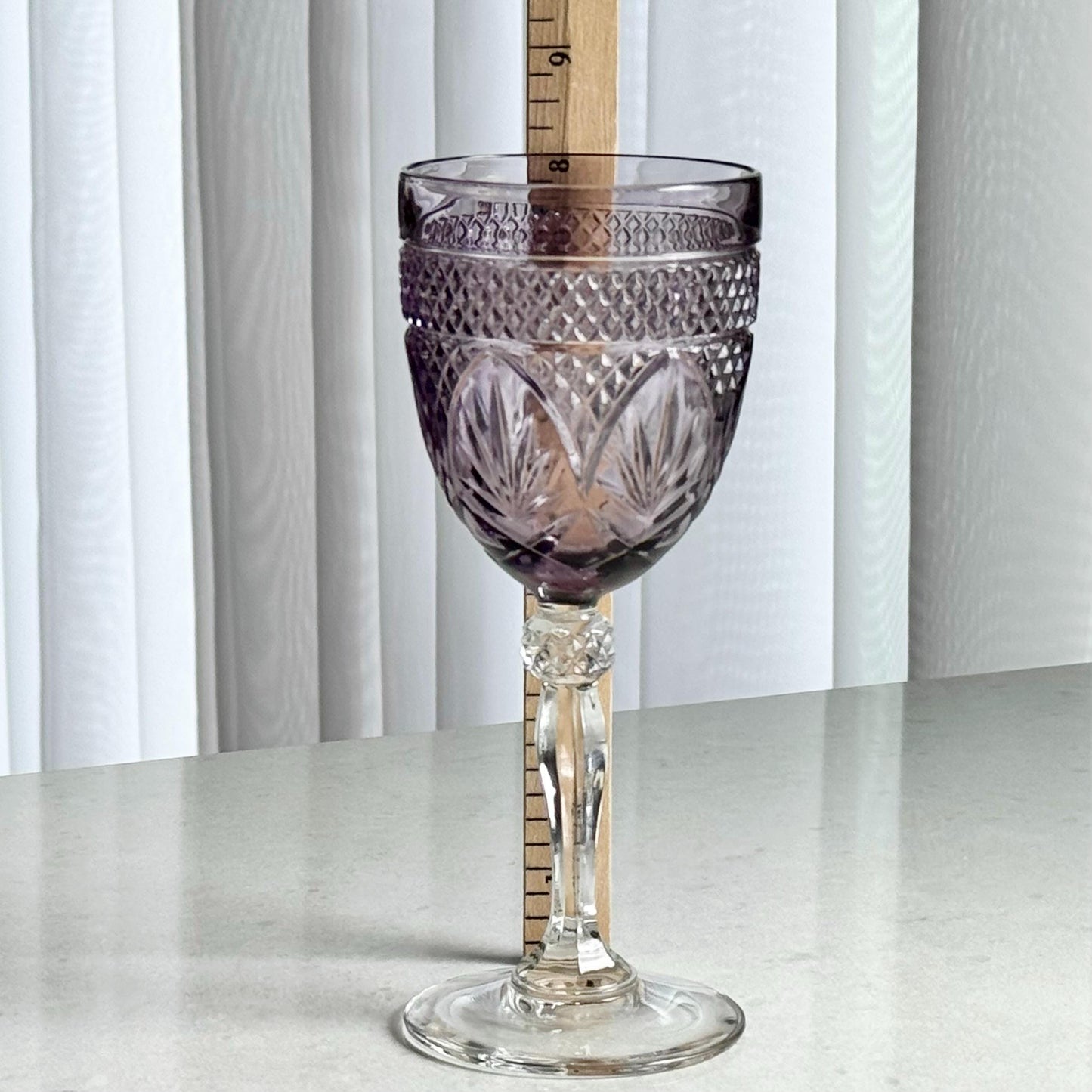Vintage Cristal D’Arques-Durand Antique Pattern Amethyst Purple Glasses - Set of 7