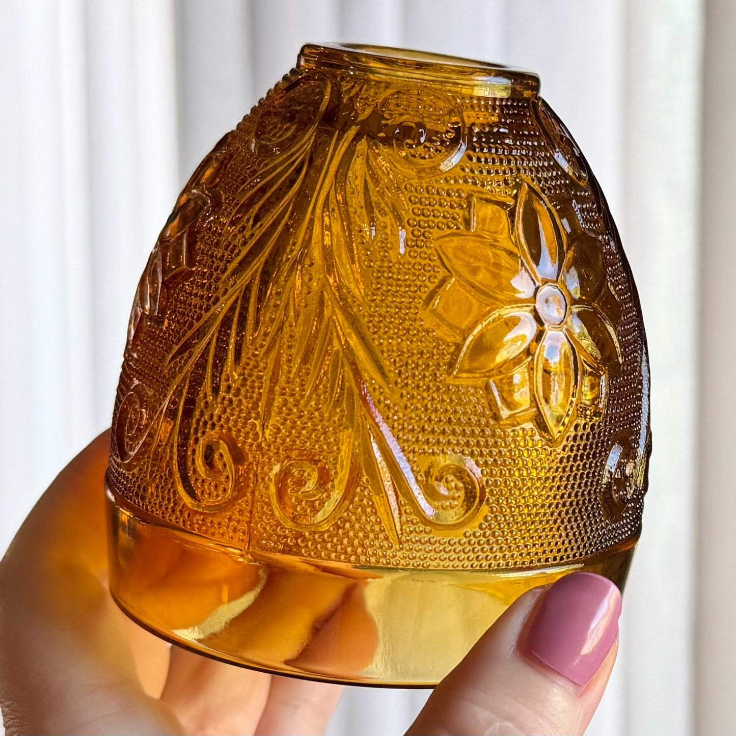 Vintage Indiana Glass Tiara Exclusive Amber Fairy Light / Courting Lamp / Candle Holder