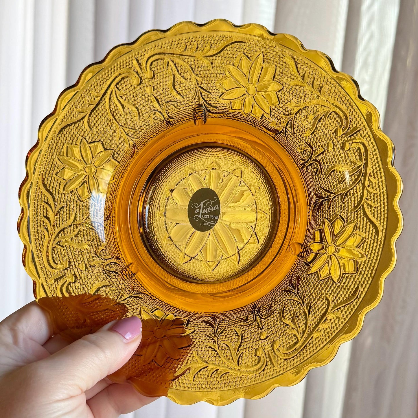 Vintage Indiana Glass Tiara Exclusive Amber Fairy Light / Courting Lamp / Candle Holder