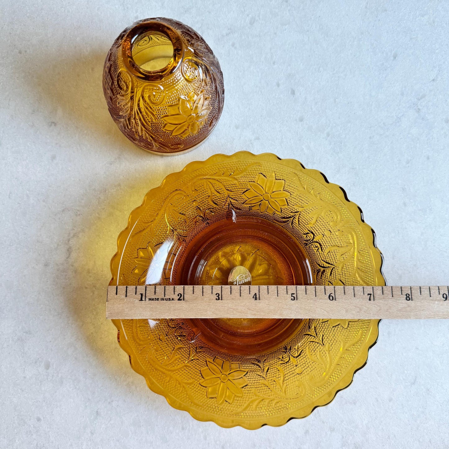 Vintage Indiana Glass Tiara Exclusive Amber Fairy Light / Courting Lamp / Candle Holder