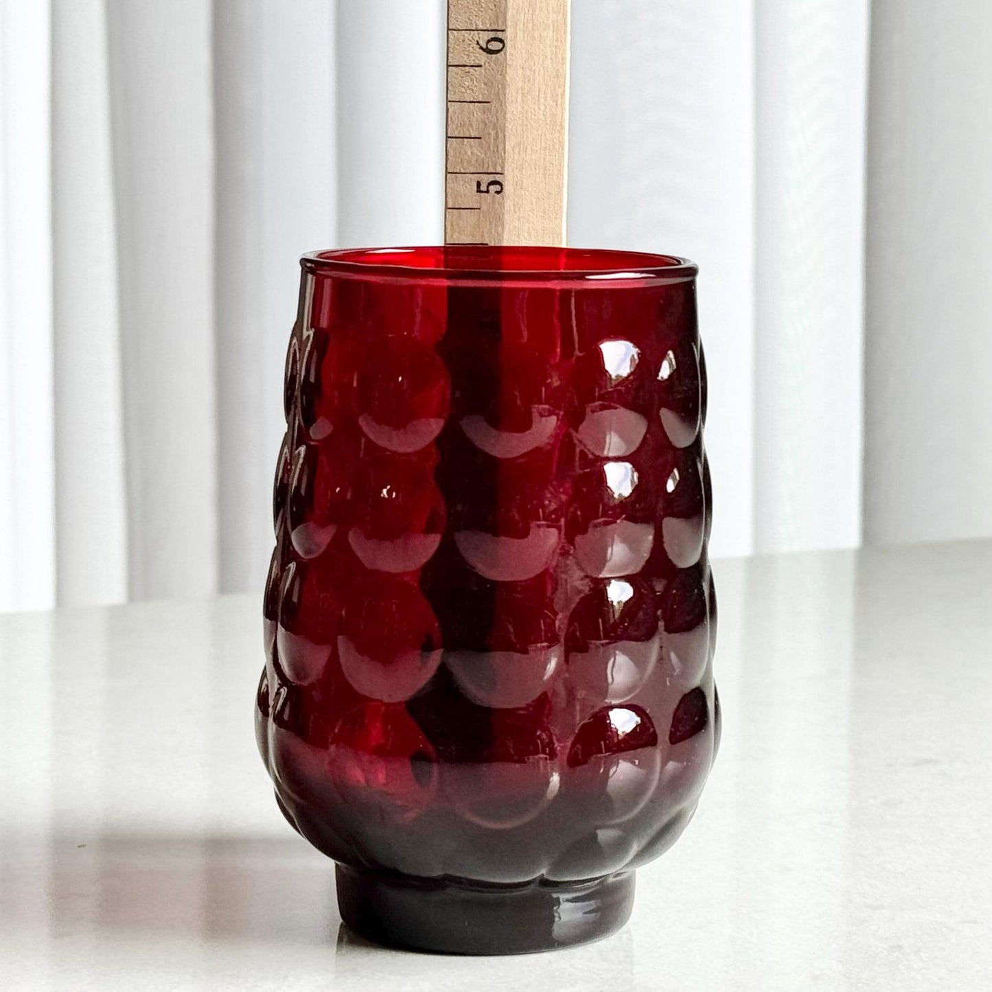 Vintage Anchor Hocking Ruby Red 12 Ounce Bubble Tumbler Glasses - Set of 10