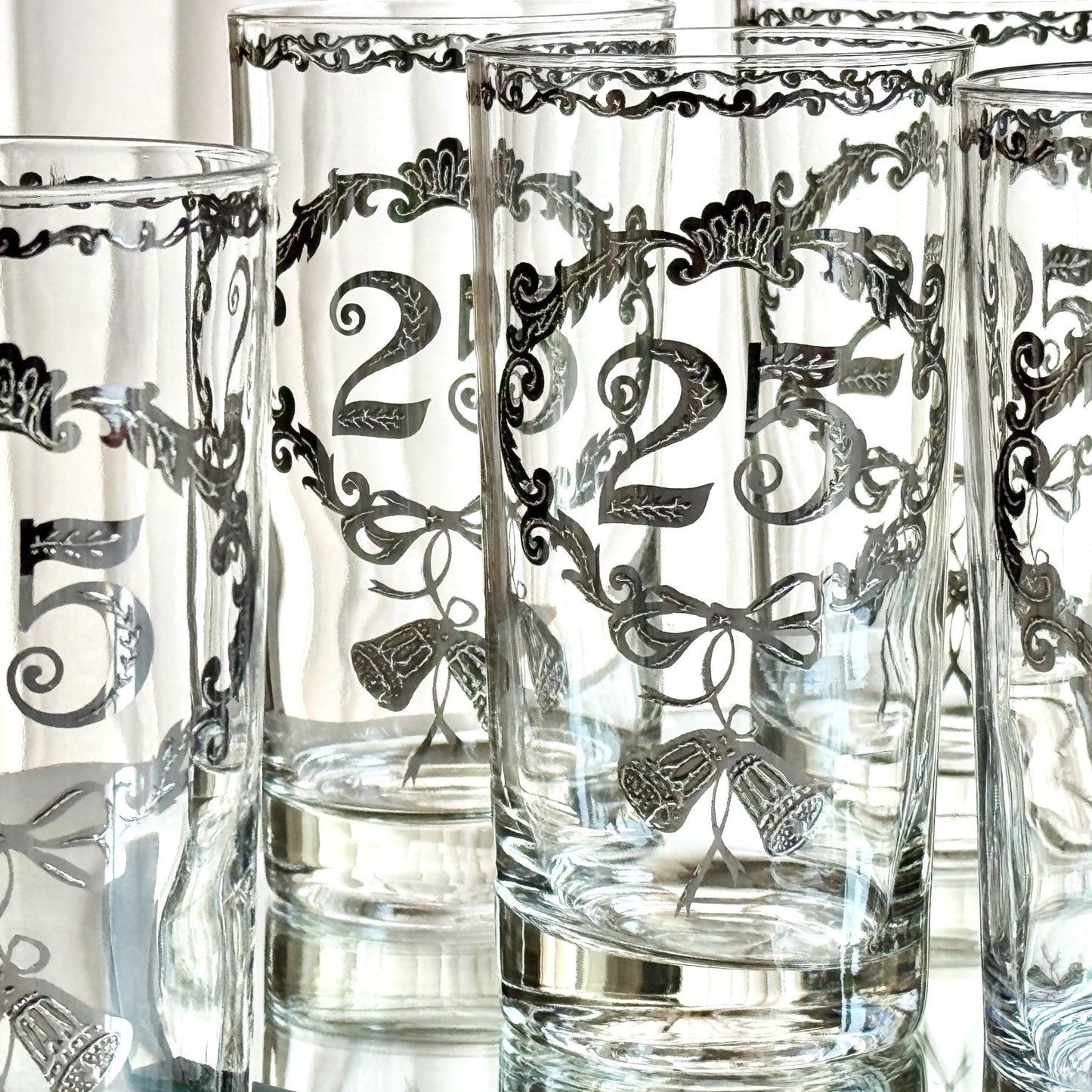 Vintage Culver 25th Silver Anniversary Highball Glasses - Set of 8