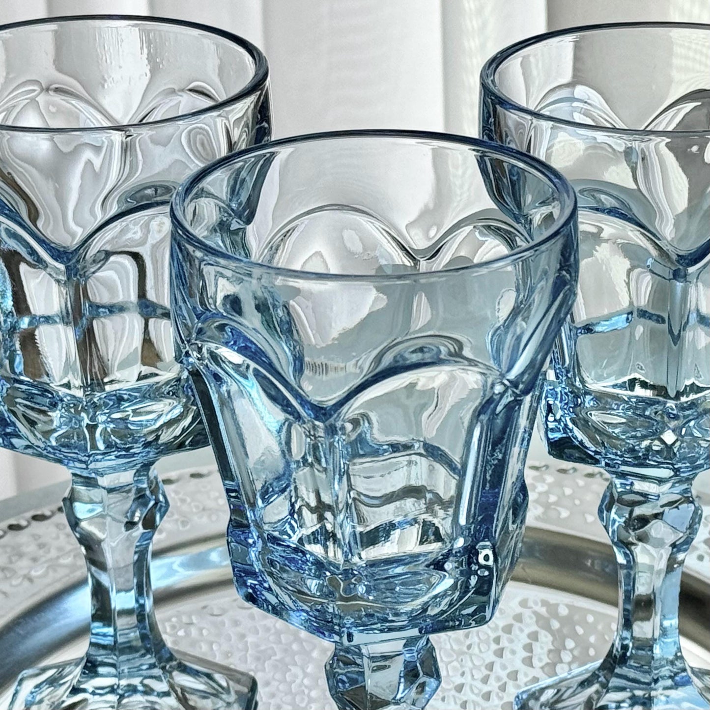 Vintage Fostoria Virginia Light Blue Glasses (circa 1980 - 1986) - Set of 4