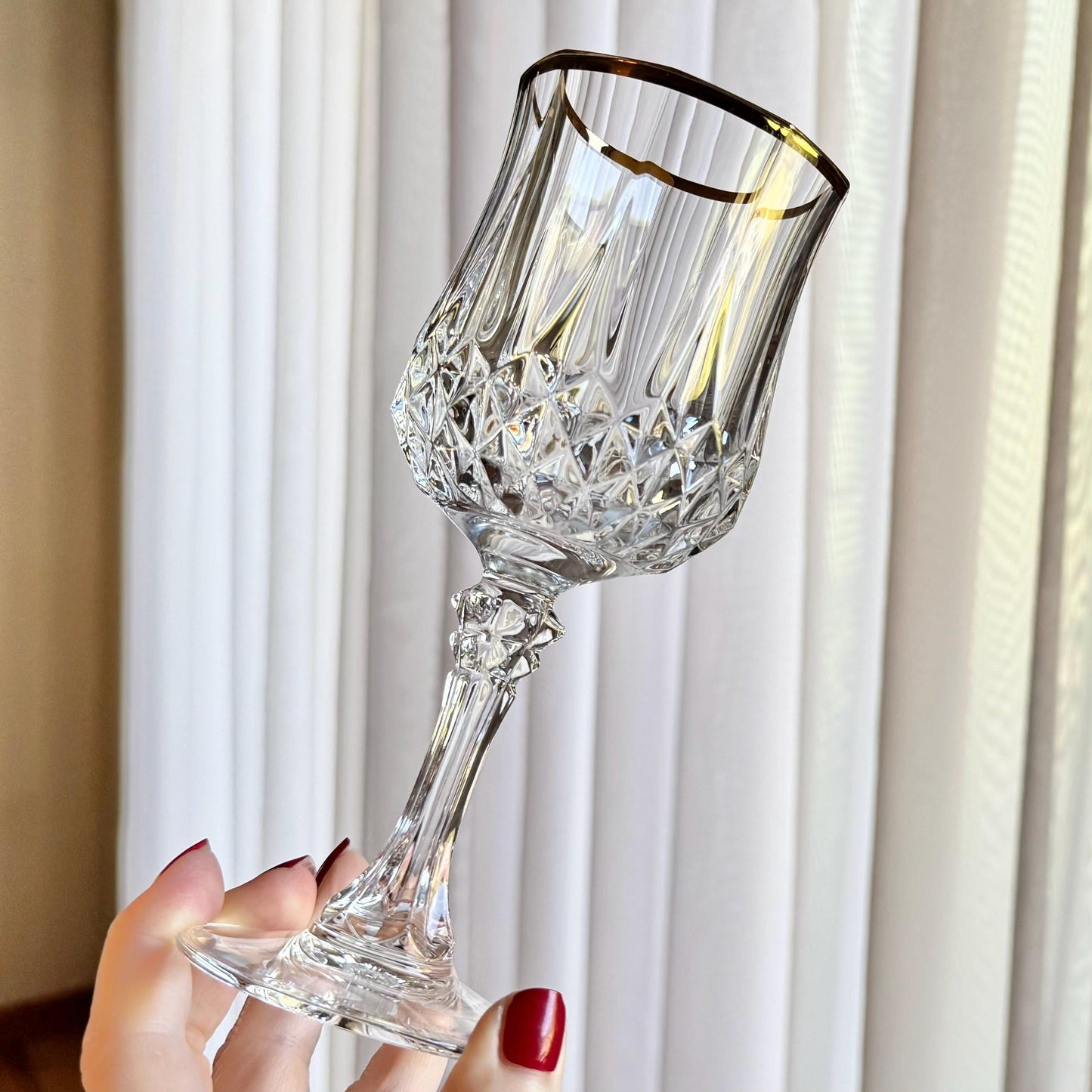 Vintage Cristal D’Arques-Durand Longchamp Glasses with Gold Rims - Set of 4