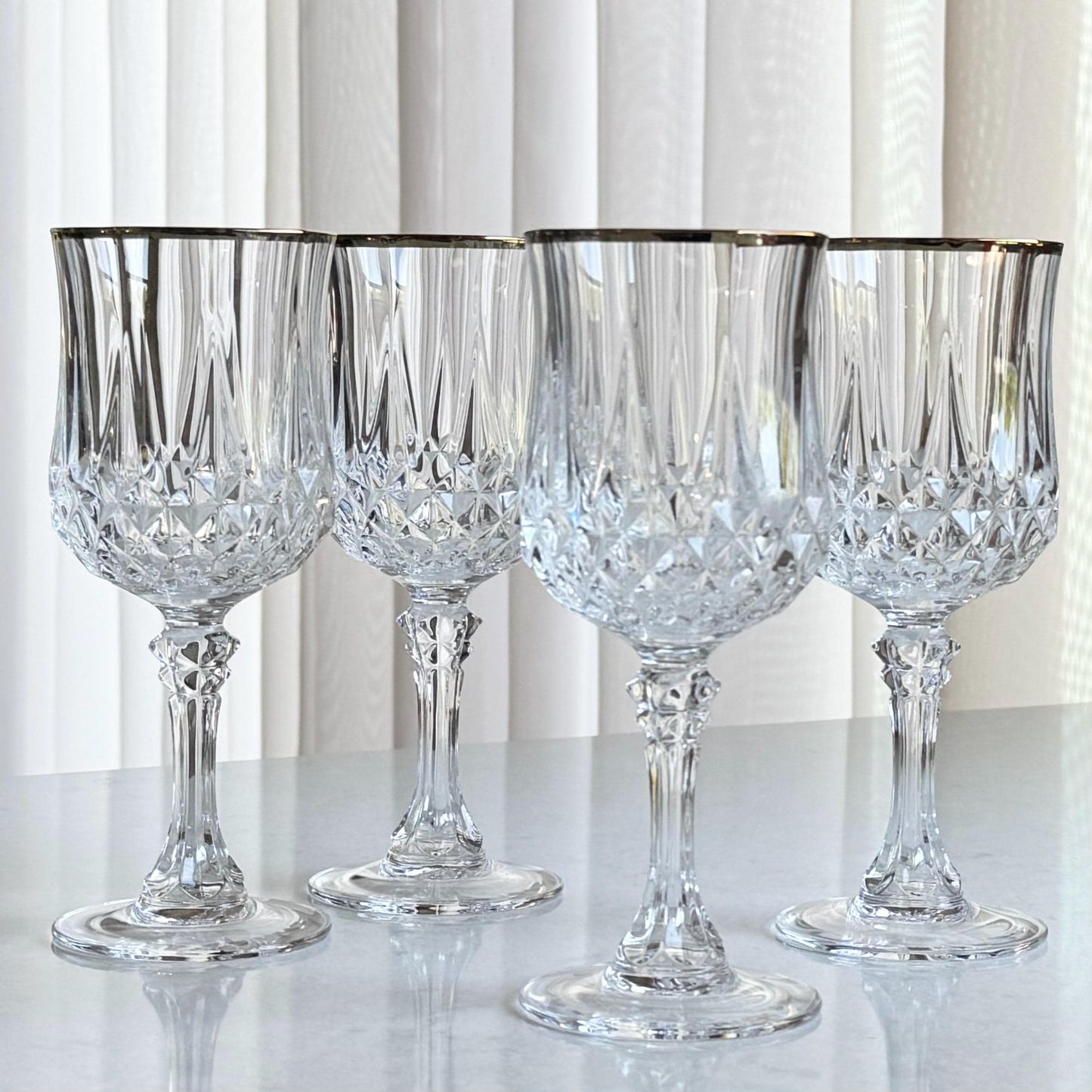 Vintage Cristal D’Arques-Durand Longchamp Glasses with Gold Rims - Set of 4