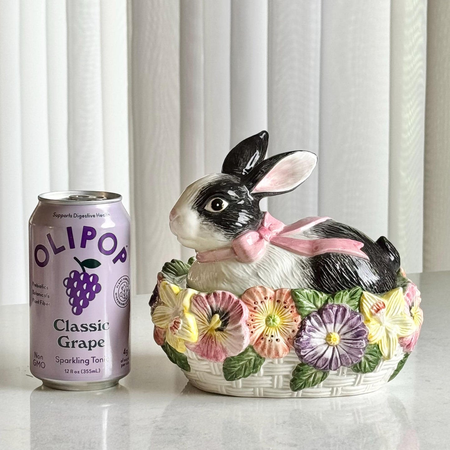 Vintage Fitz & Floyd Pansy Parade Bunny Rabbit Oval Box with Lid (circa 1995)