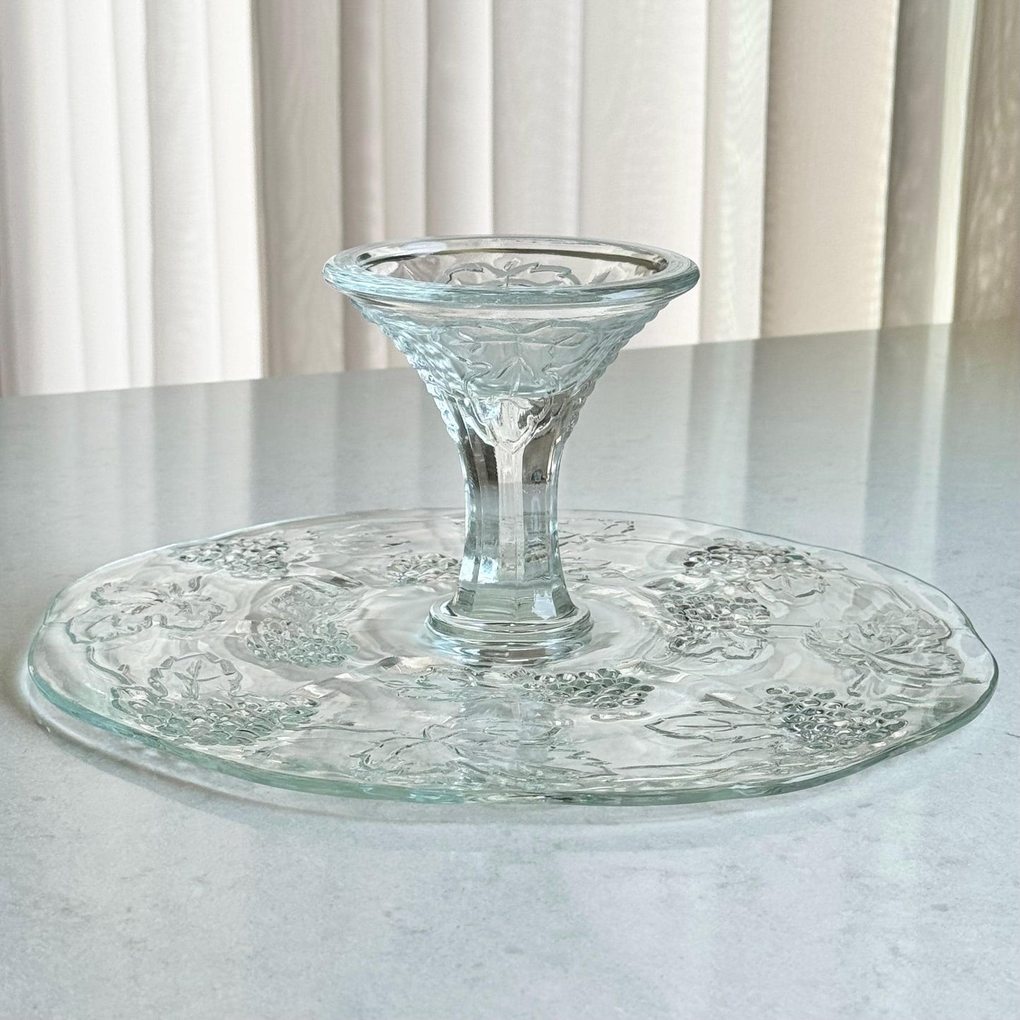 Vintage Colony Glass Harvest Grape Cake Stand