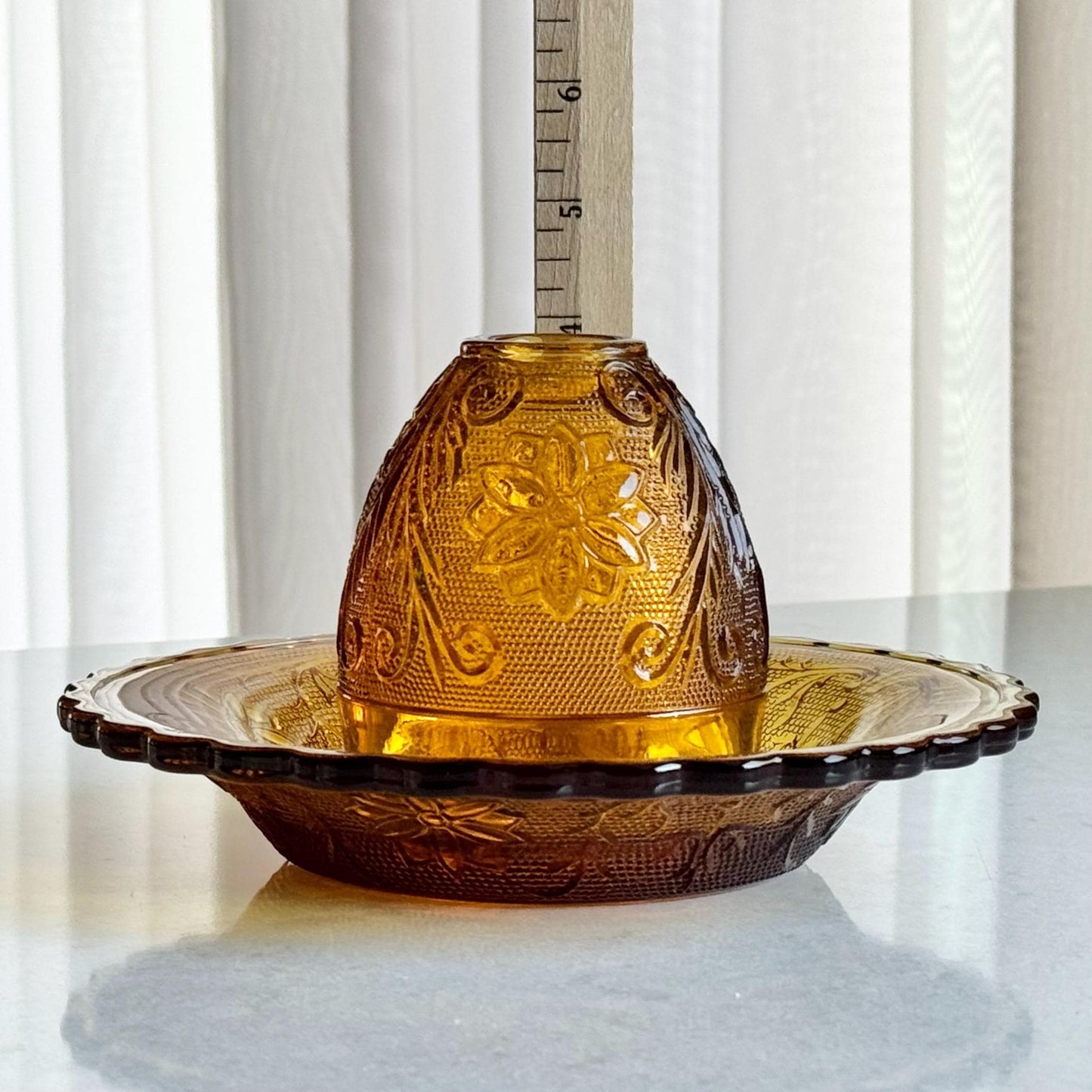 Vintage Indiana Glass Tiara Exclusive Amber Fairy Light / Courting Lamp / Candle Holder