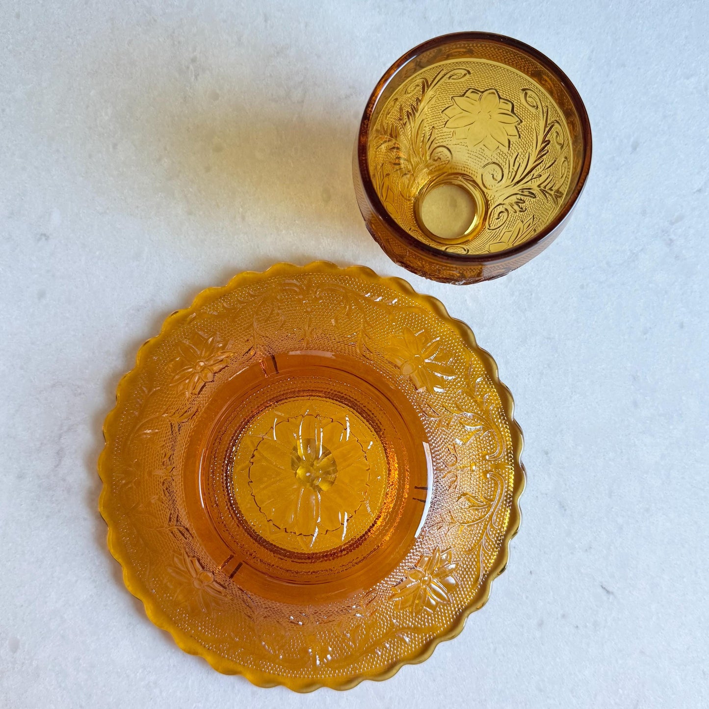 Vintage Indiana Glass Tiara Exclusive Amber Fairy Light / Courting Lamp / Candle Holder