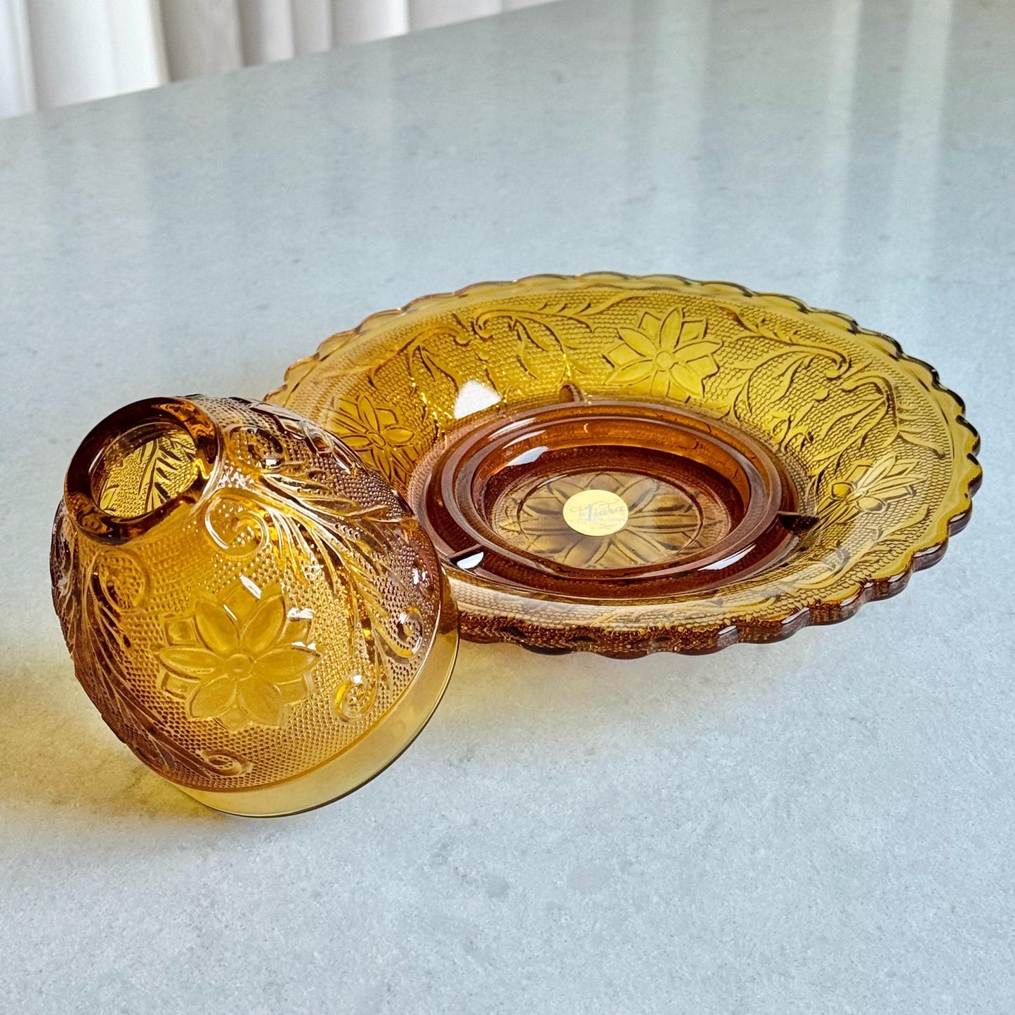 Vintage Indiana Glass Tiara Exclusive Amber Fairy Light / Courting Lamp / Candle Holder