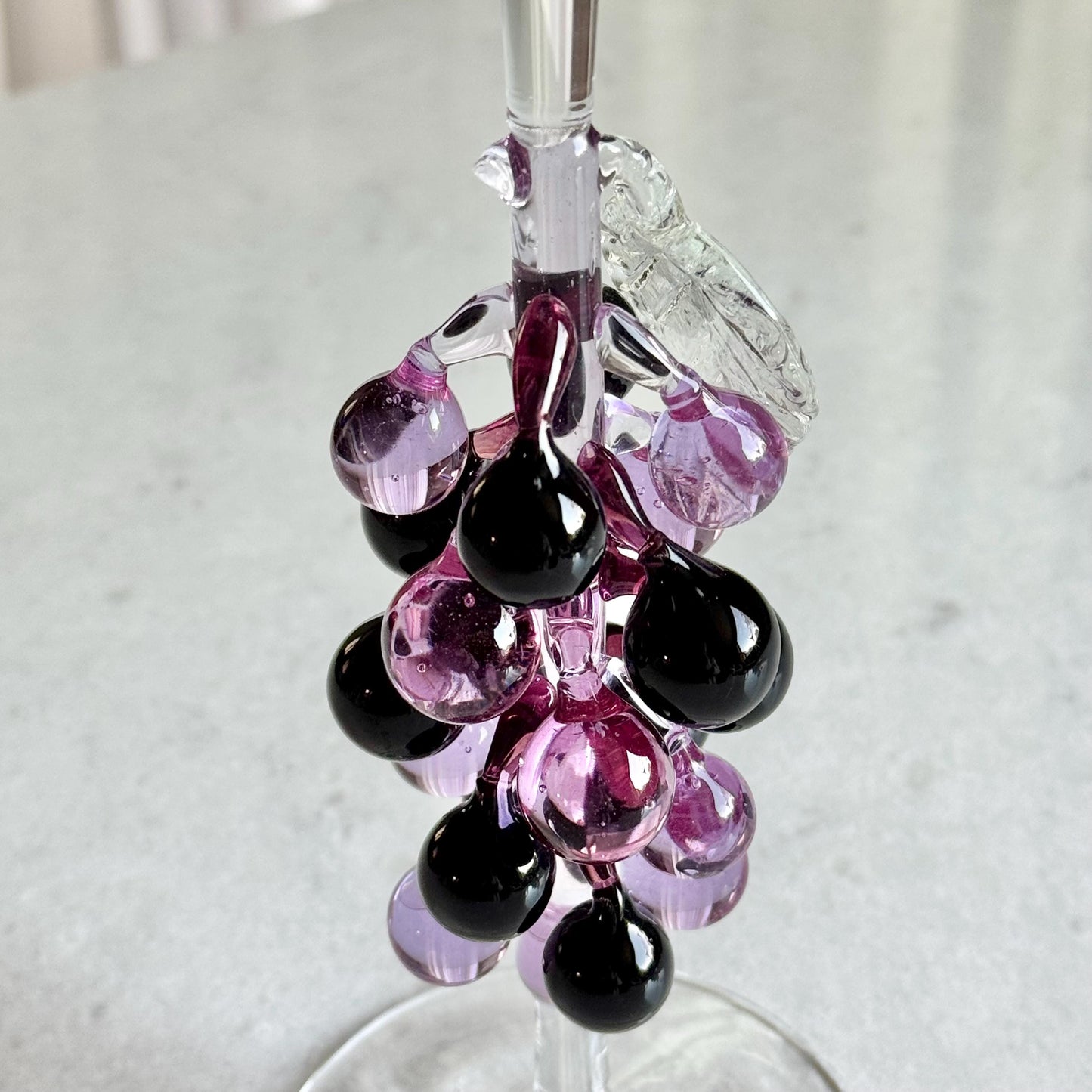 Vintage Murano Hand Blown Grape Stem Glasses - Set of 2