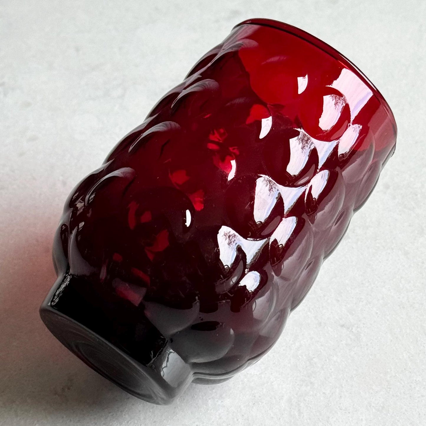 Vintage Anchor Hocking Ruby Red 12 Ounce Bubble Tumbler Glasses - Set of 10