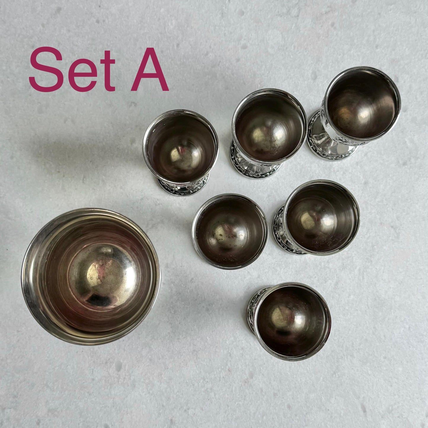 Vintage Kiddush Cups - Two 7-Piece Sets Available