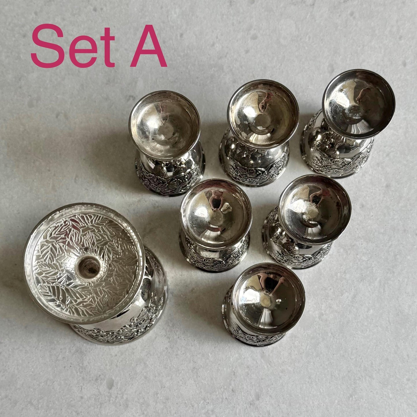 Vintage Kiddush Cups - Two 7-Piece Sets Available