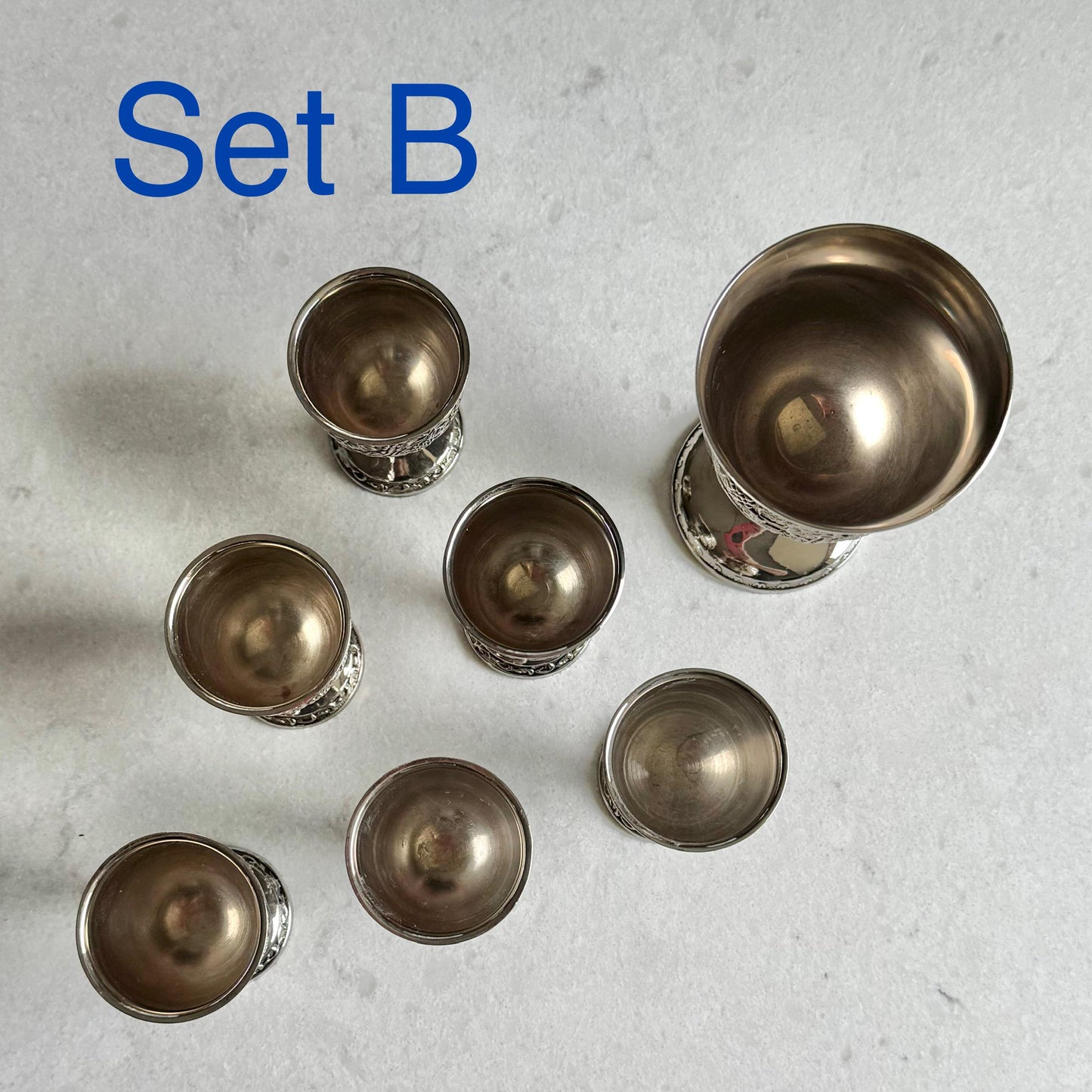 Vintage Kiddush Cups - Two 7-Piece Sets Available