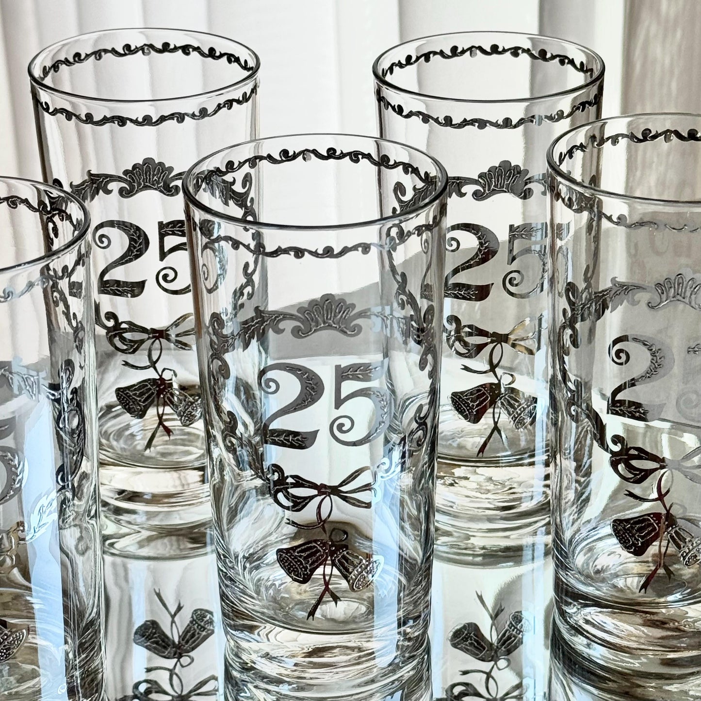 Vintage Culver 25th Silver Anniversary Highball Glasses - Set of 8