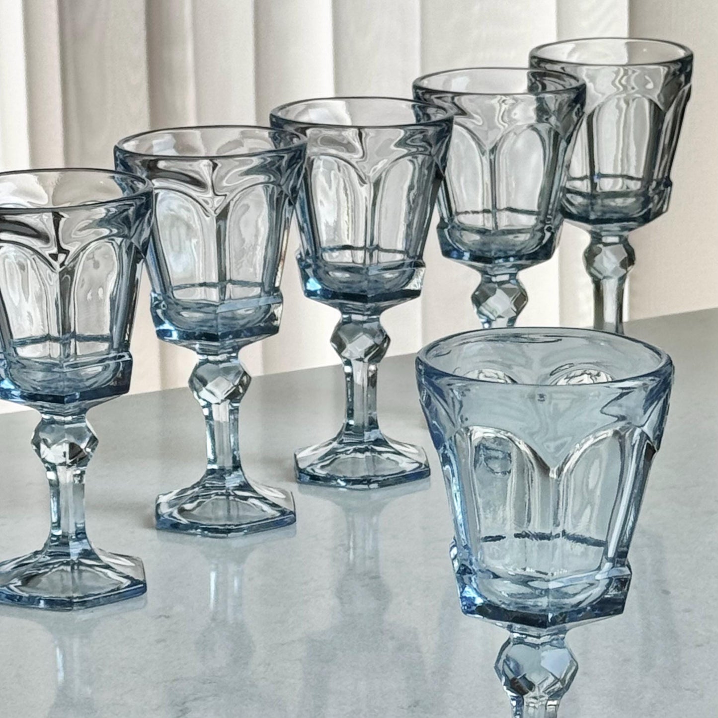Vintage Fostoria Virginia Light Blue Glasses (circa 1980 - 1986) - Set of 6