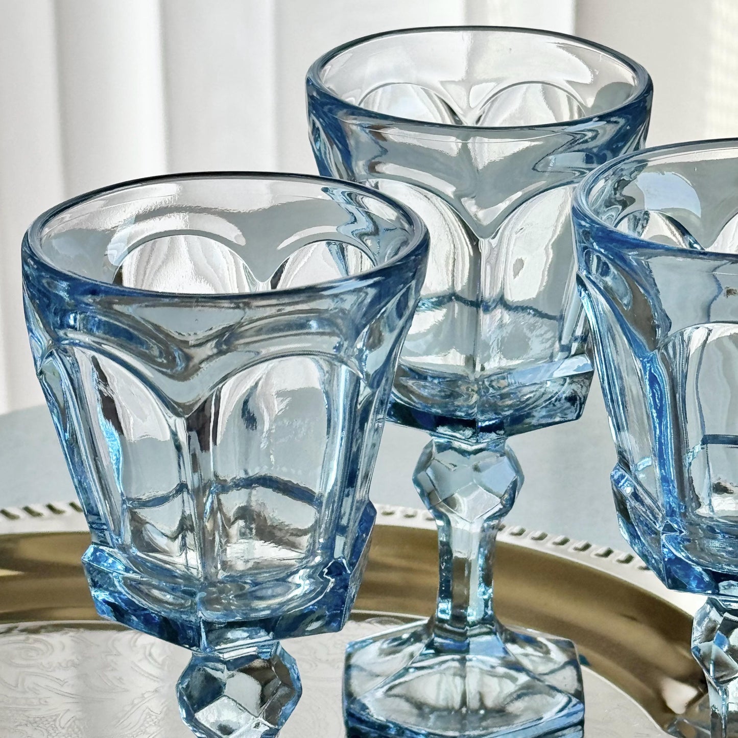 Vintage Fostoria Virginia Light Blue Glasses (circa 1980 - 1986) - Set of 6