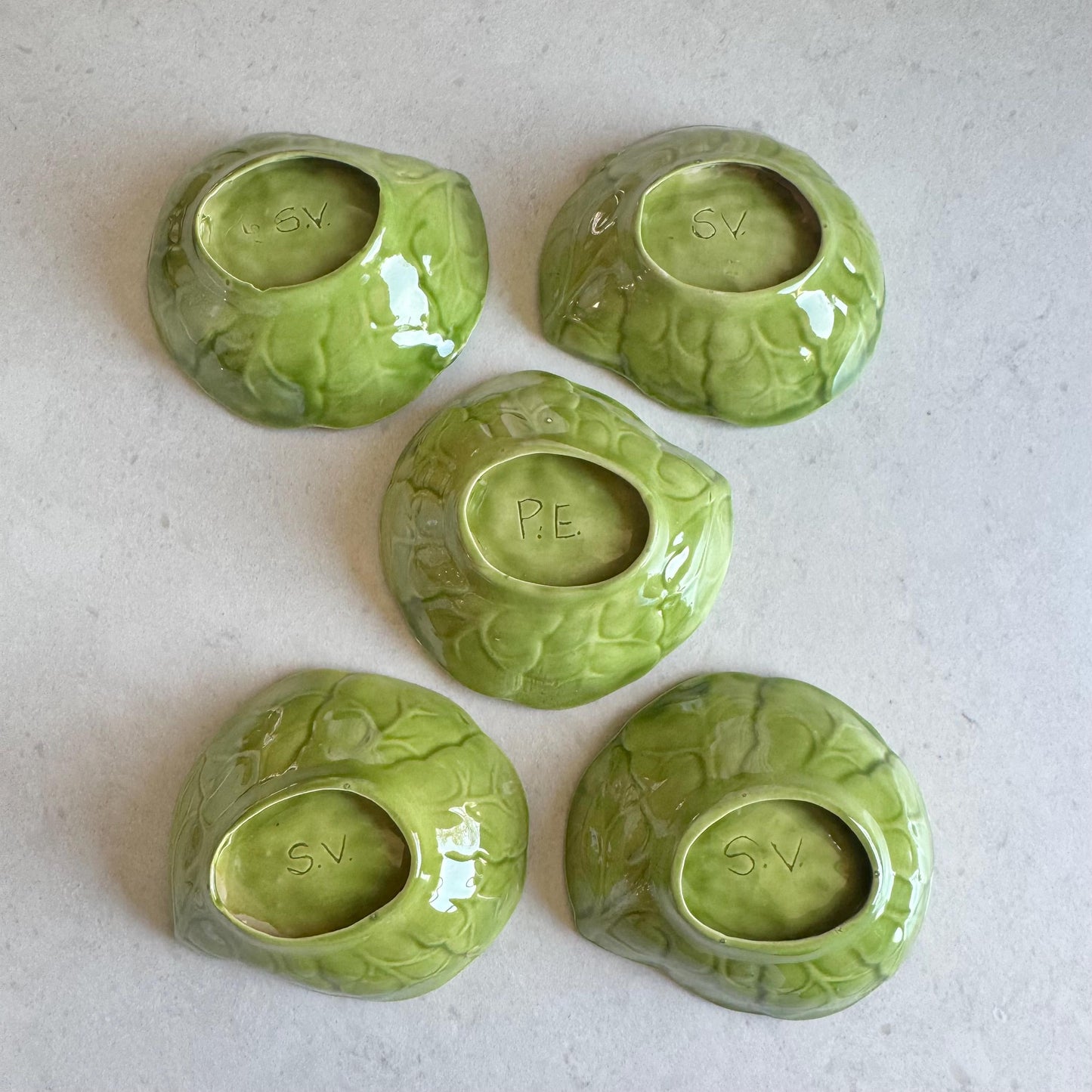 Vintage Holland Mold Cabbage Leaf Bowls - Set of 5
