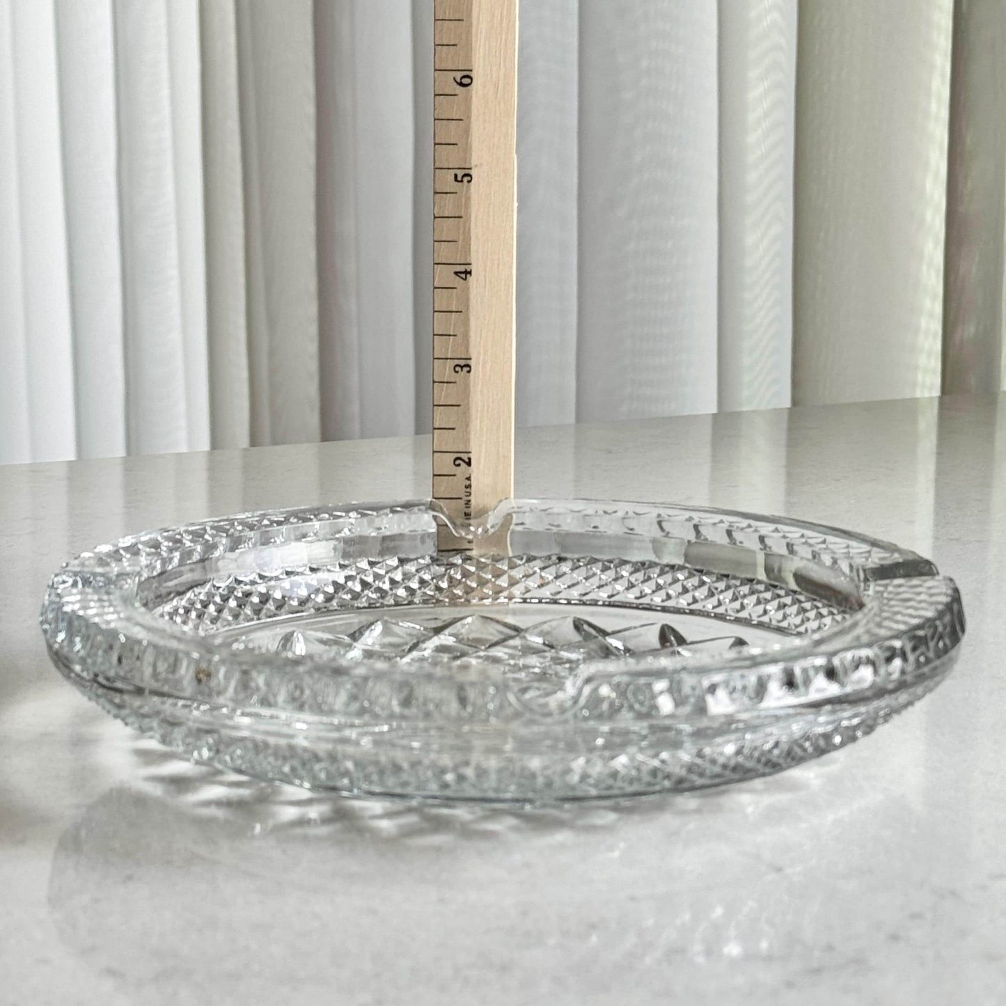 Vintage Anchor Hocking Wexford Waffle Diamond Point Large Ashtray - 8-1/4” Across