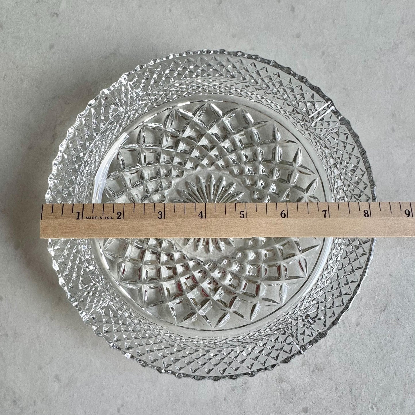 Vintage Anchor Hocking Wexford Waffle Diamond Point Large Ashtray - 8-1/4” Across