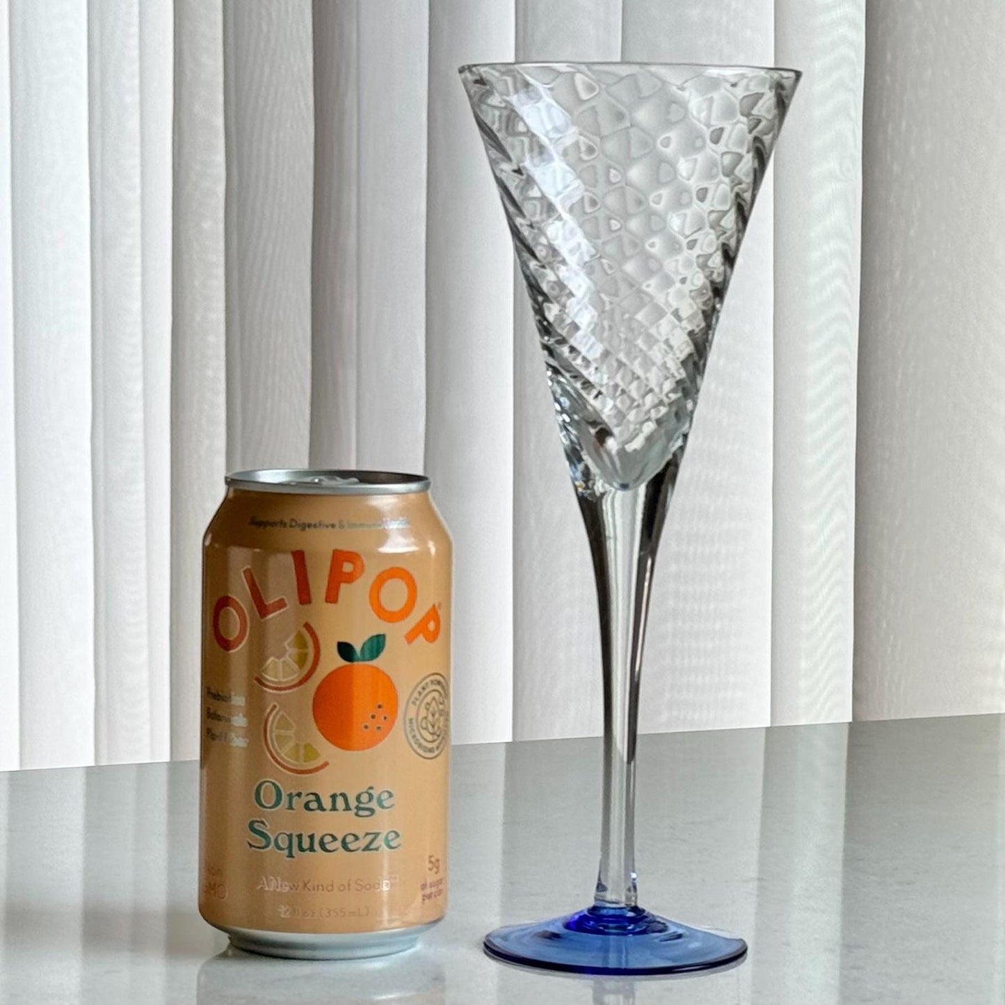 Vintage Blue Foot Optic Swirl Glasses - Set of 4
