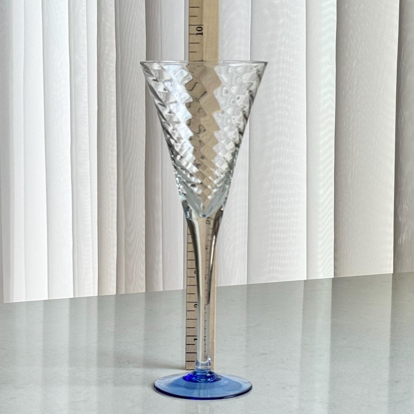 Vintage Blue Foot Optic Swirl Glasses - Set of 4