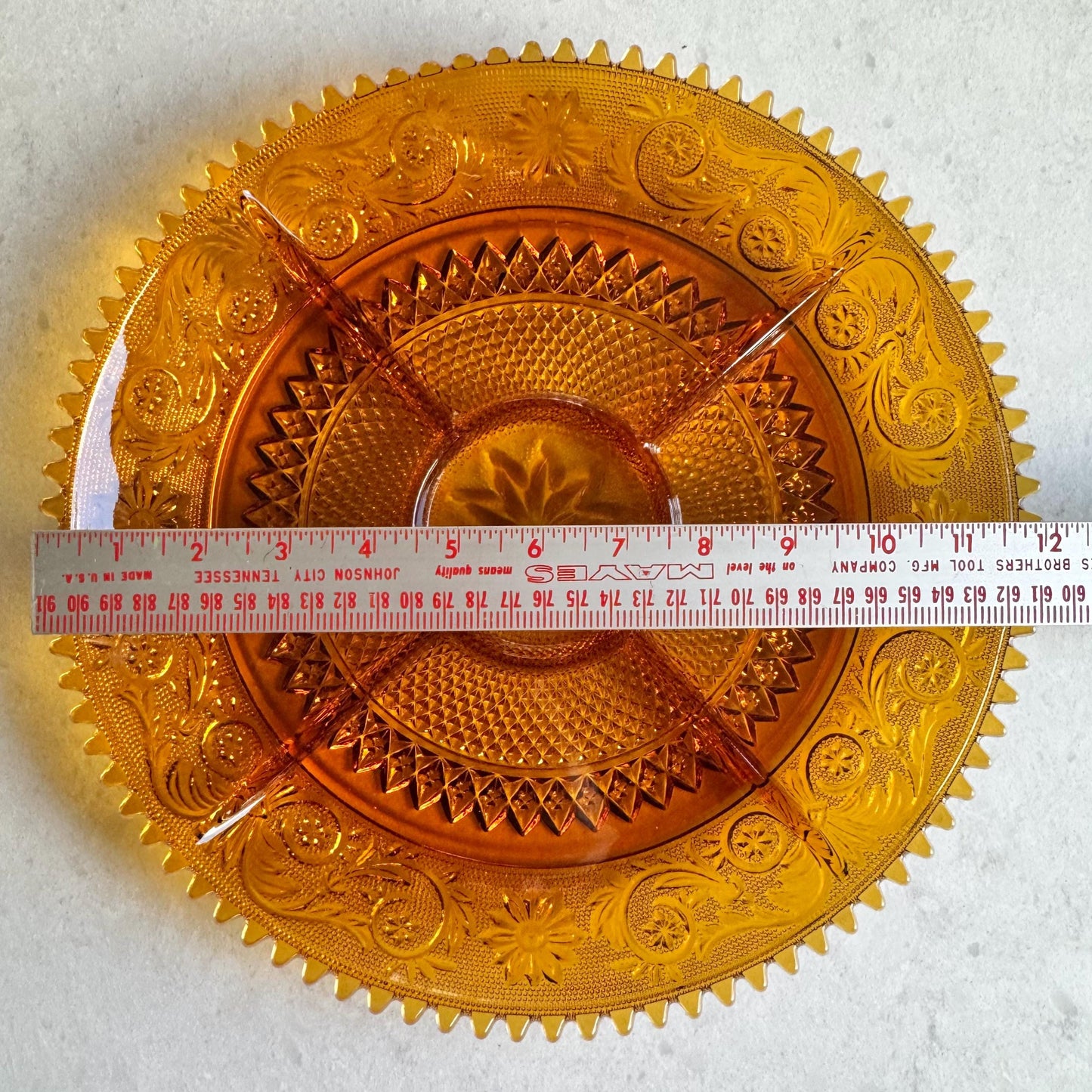 Vintage Indiana Glass Tiara Exclusive Amber Five-Part Divided Dish