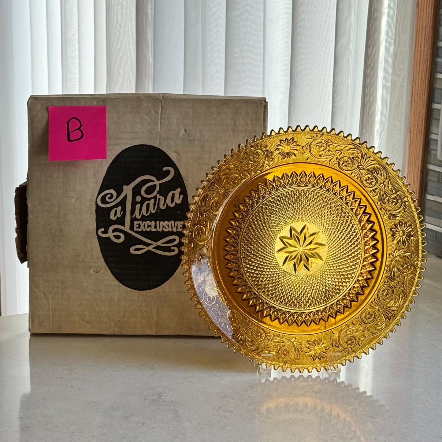 Vintage Indiana Glass Tiara Exclusive Amber Torte / Cake Plate - 3 Available