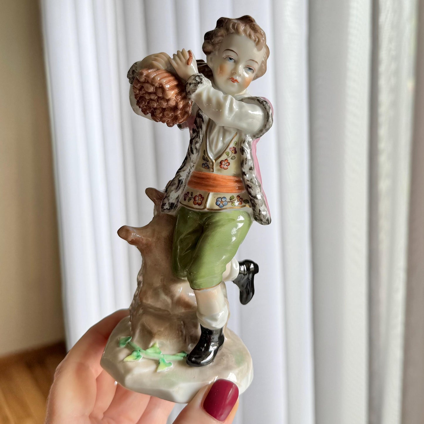 Vintage Sitzendorf German Porcelain Boy Figurine