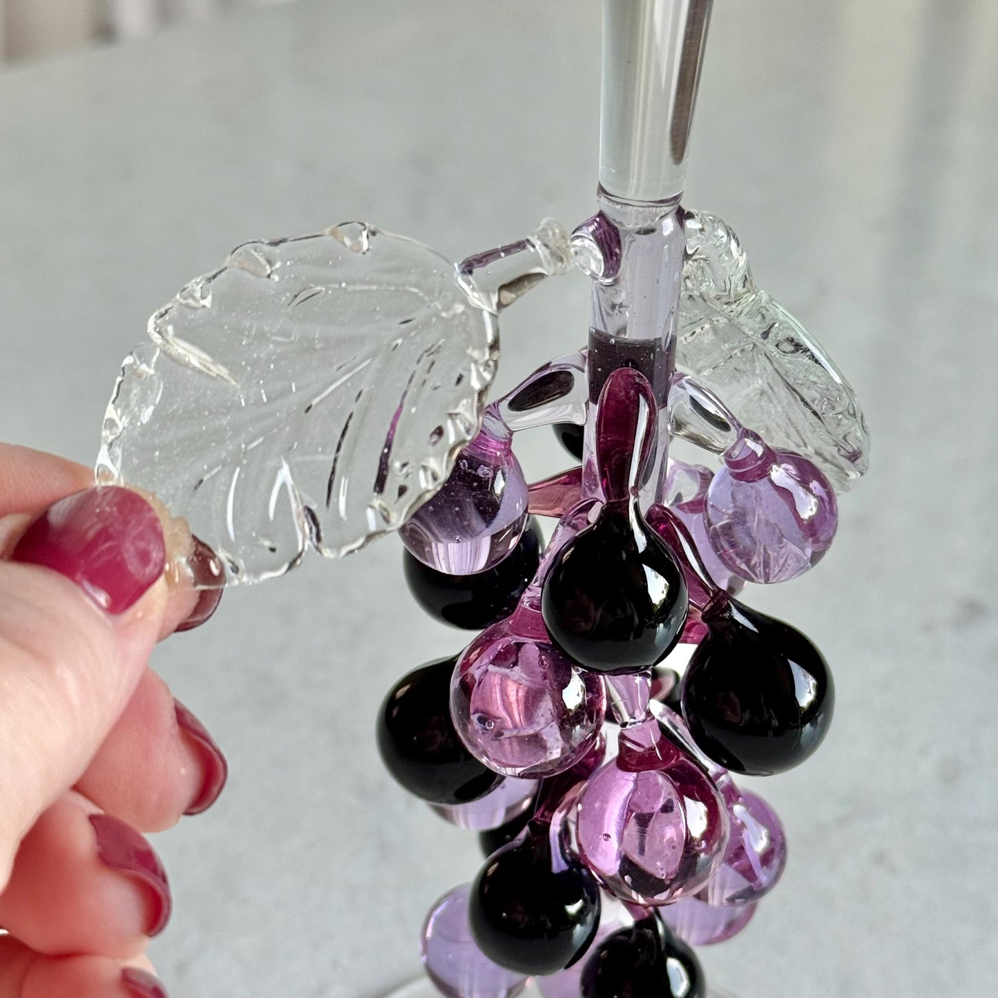 Vintage Murano Hand Blown Grape Stem Glasses - Set of 2