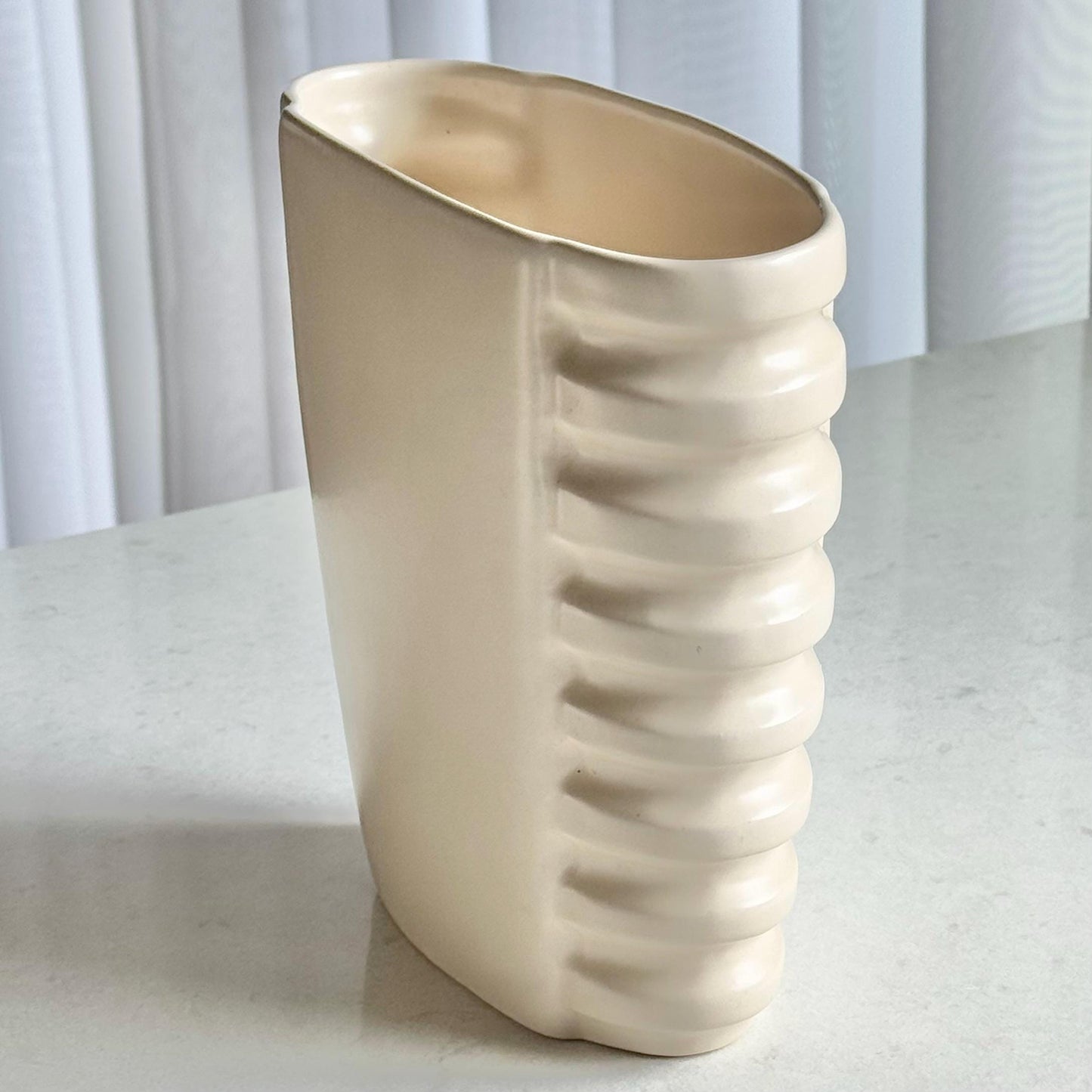 Vintage Catalina Pottery Large Ribbed Vase