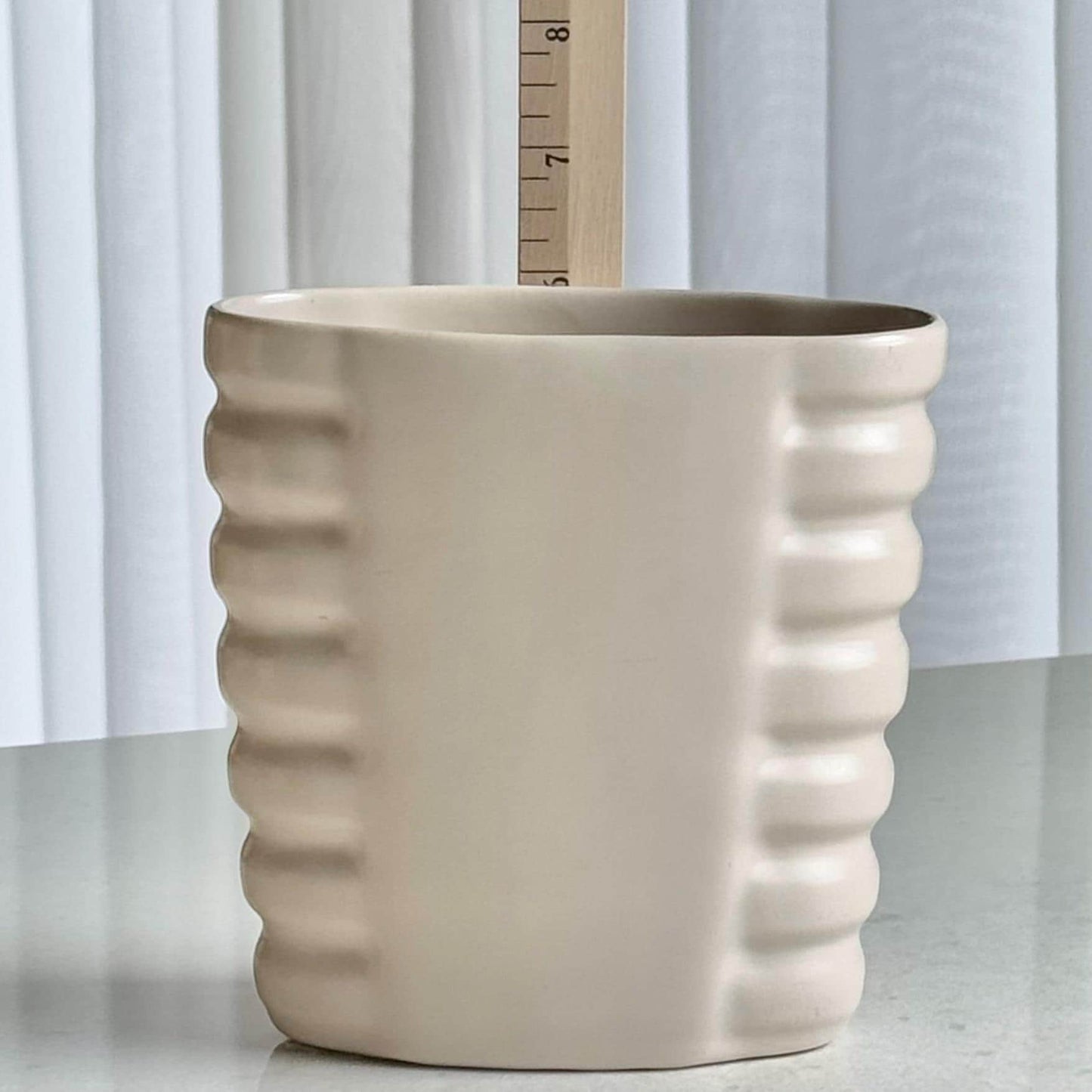 Vintage Catalina Pottery Ribbed Vase