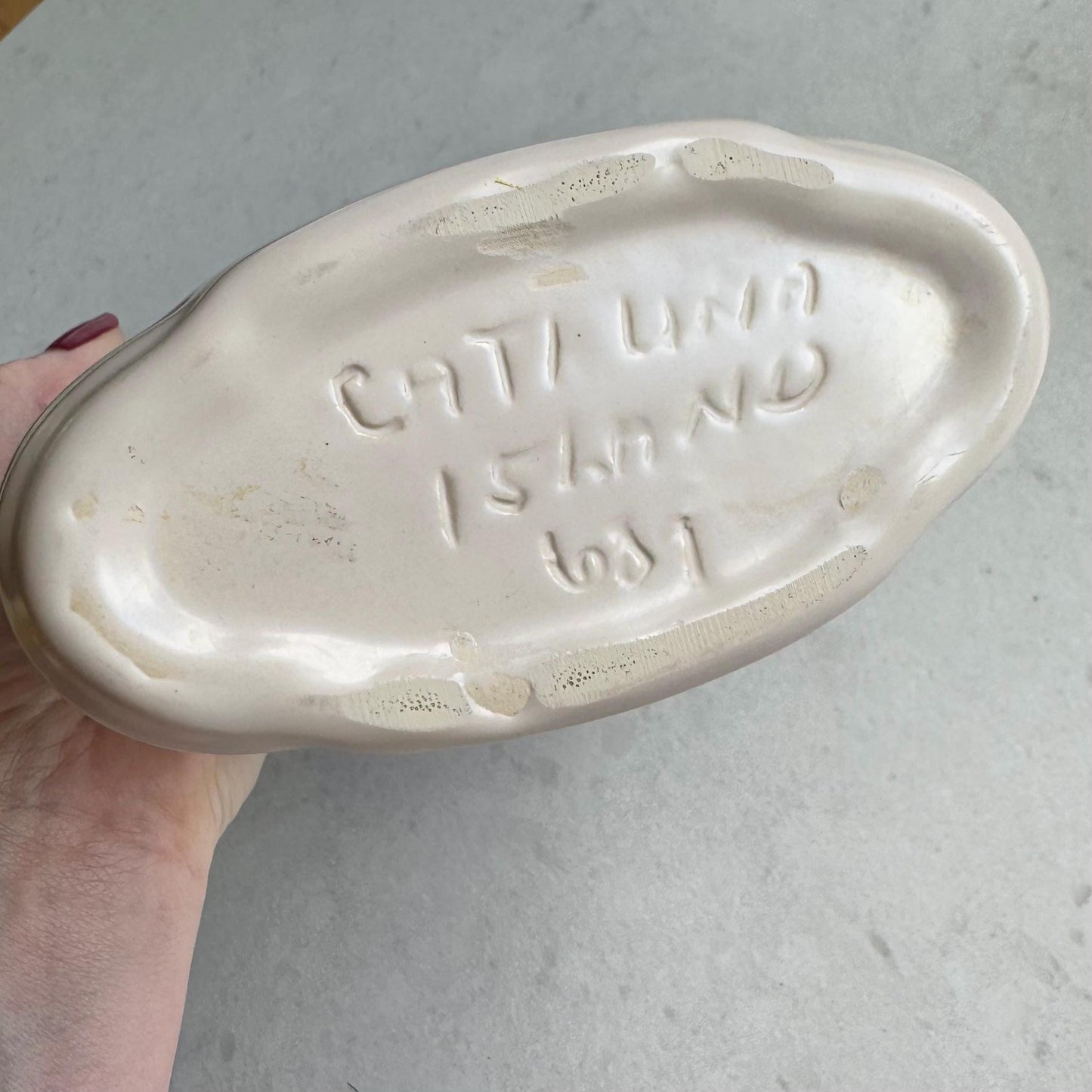 Vintage Catalina Pottery Ribbed Vase