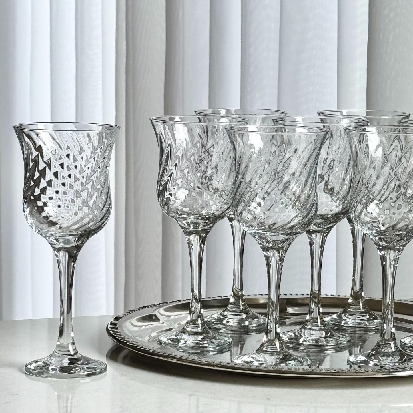 Vintage Optic Swirl Pattern Glasses - Set of 11