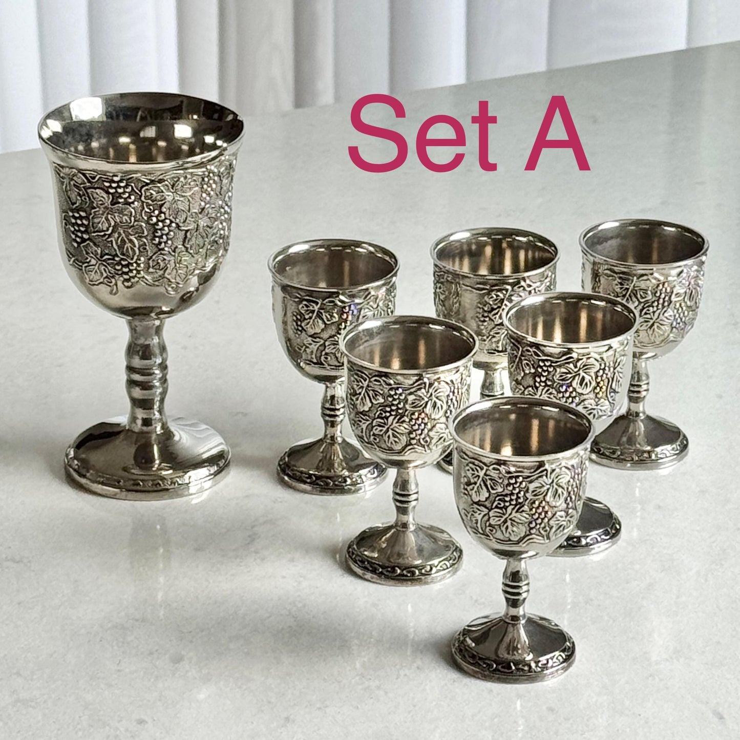 Vintage Kiddush Cups - Two 7-Piece Sets Available