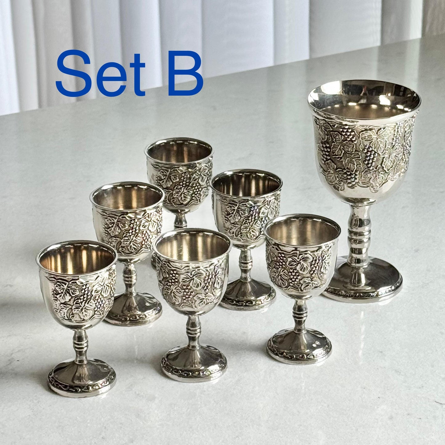 Vintage Kiddush Cups - Two 7-Piece Sets Available