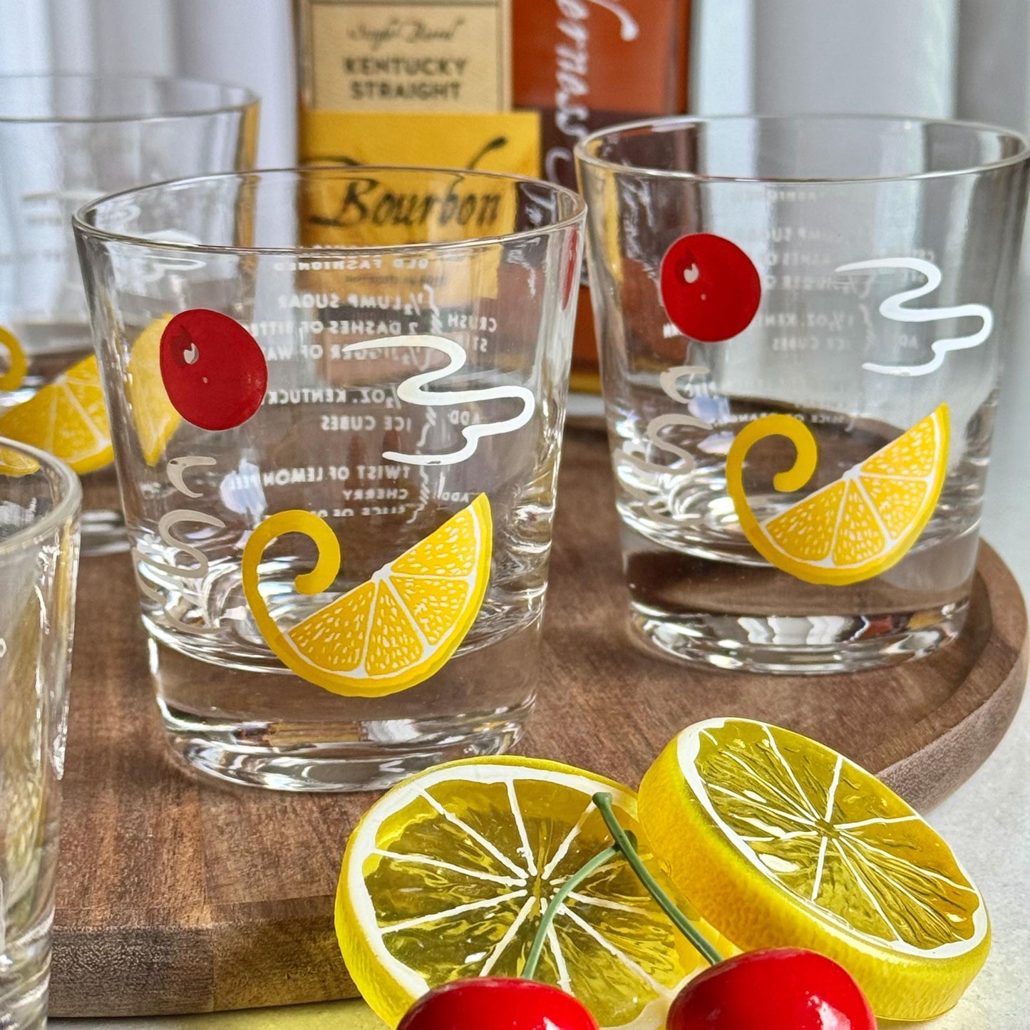 Vintage Old Fashioned Recipe Glasses - Set of 5