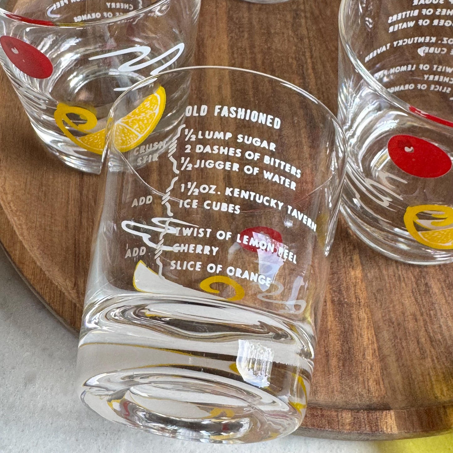 Vintage Old Fashioned Recipe Glasses - Set of 5