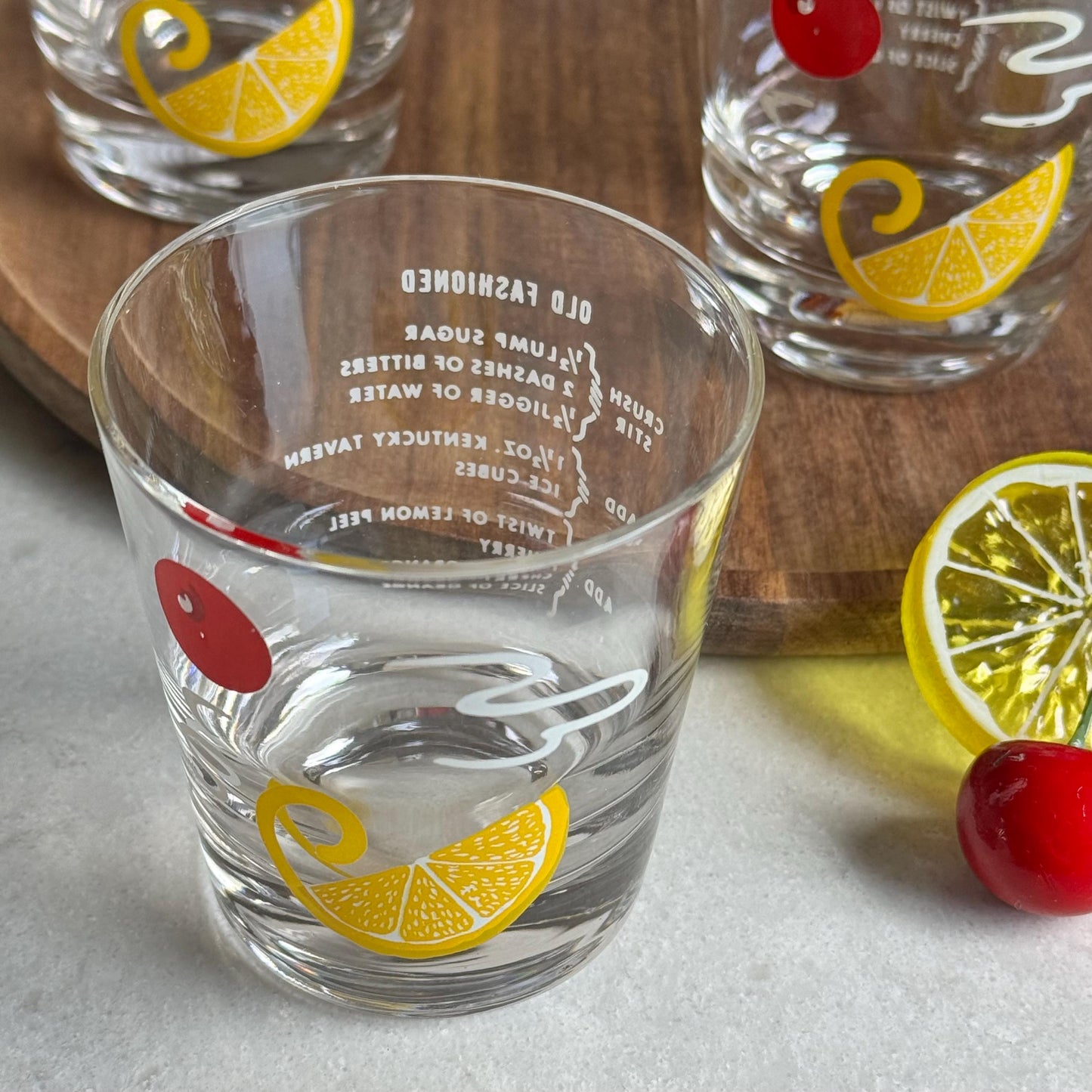 Vintage Old Fashioned Recipe Glasses - Set of 5