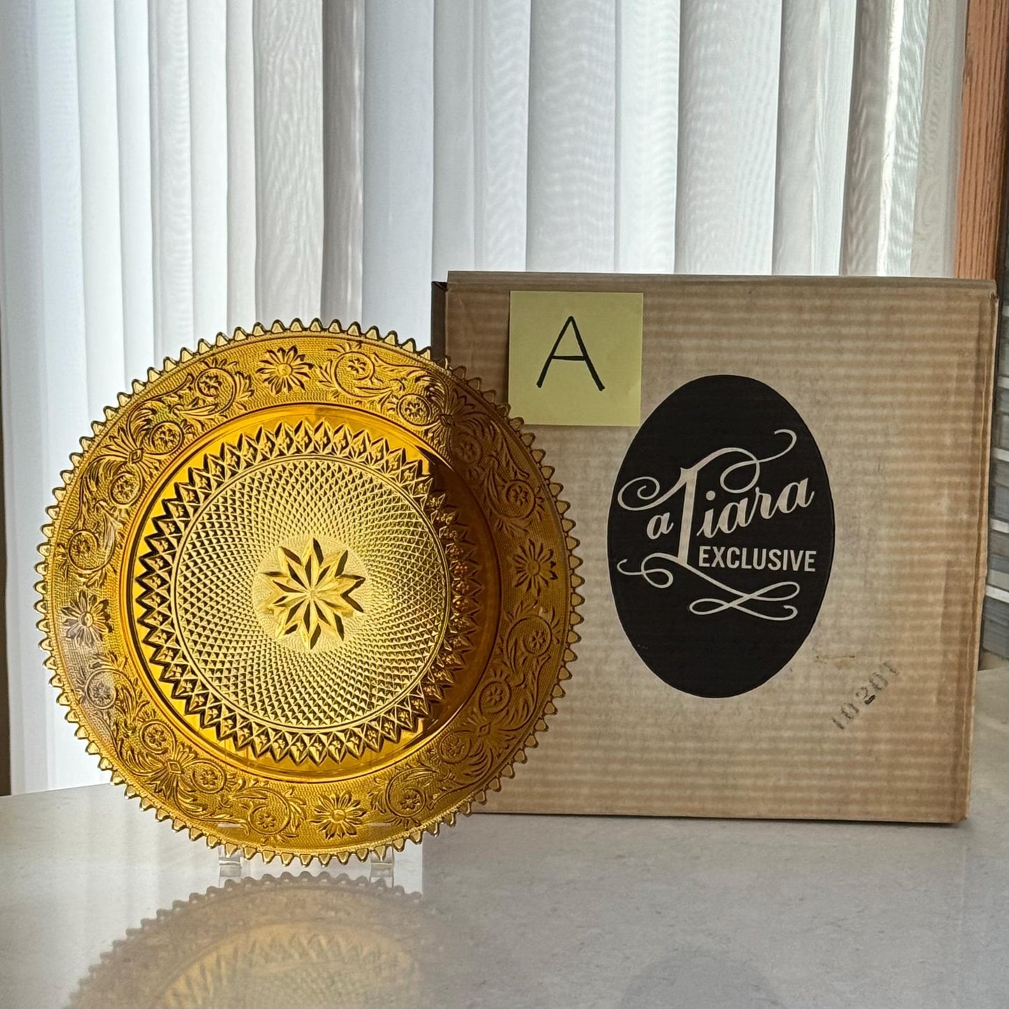 Vintage Indiana Glass Tiara Exclusive Amber Torte / Cake Plate - 3 Available
